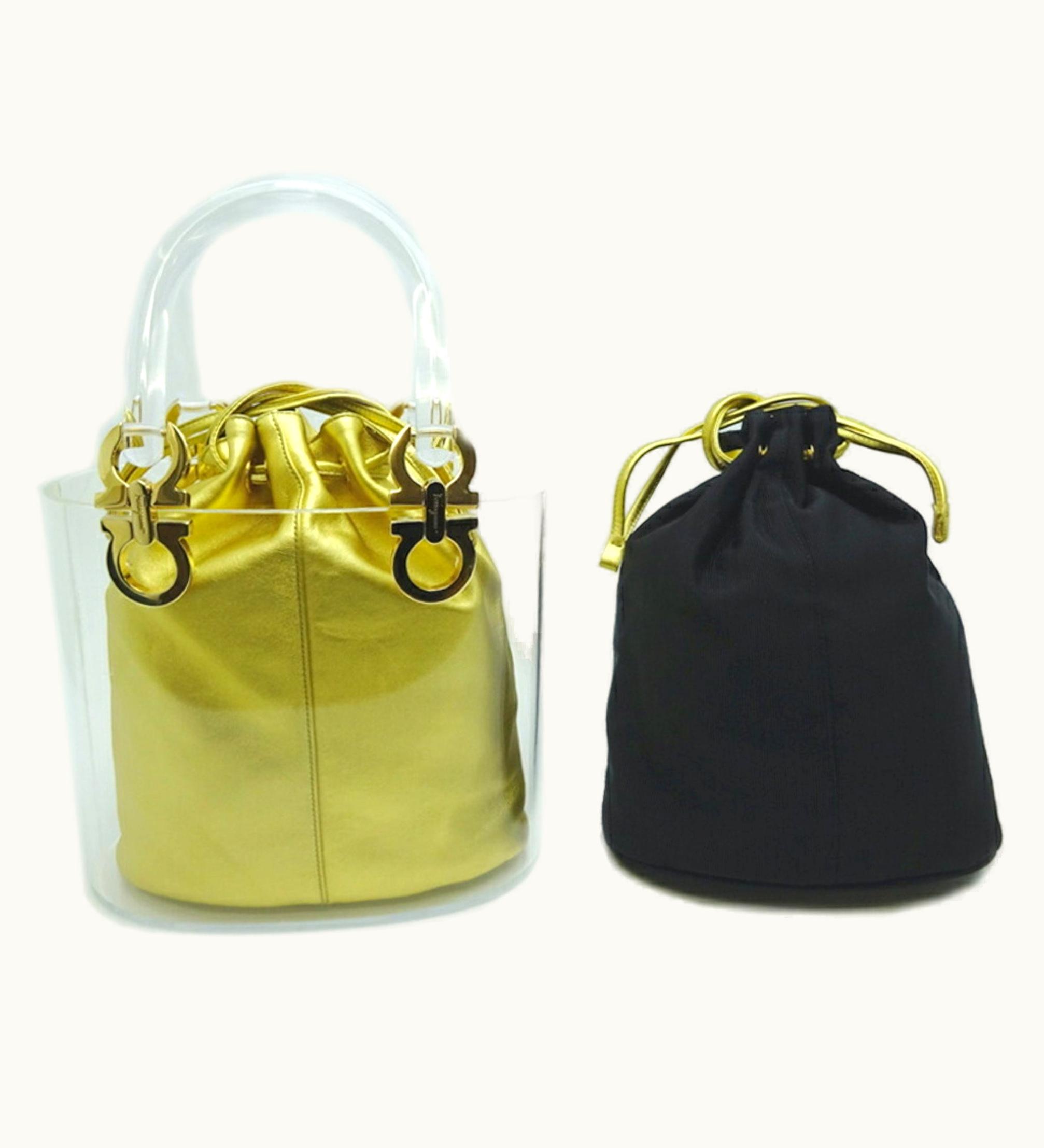 Salvatore Ferragamo Salvatore Ferragamo Gancini Limited To 100 Ladies Handbag Au-21 5261 Plastic Gold/Black