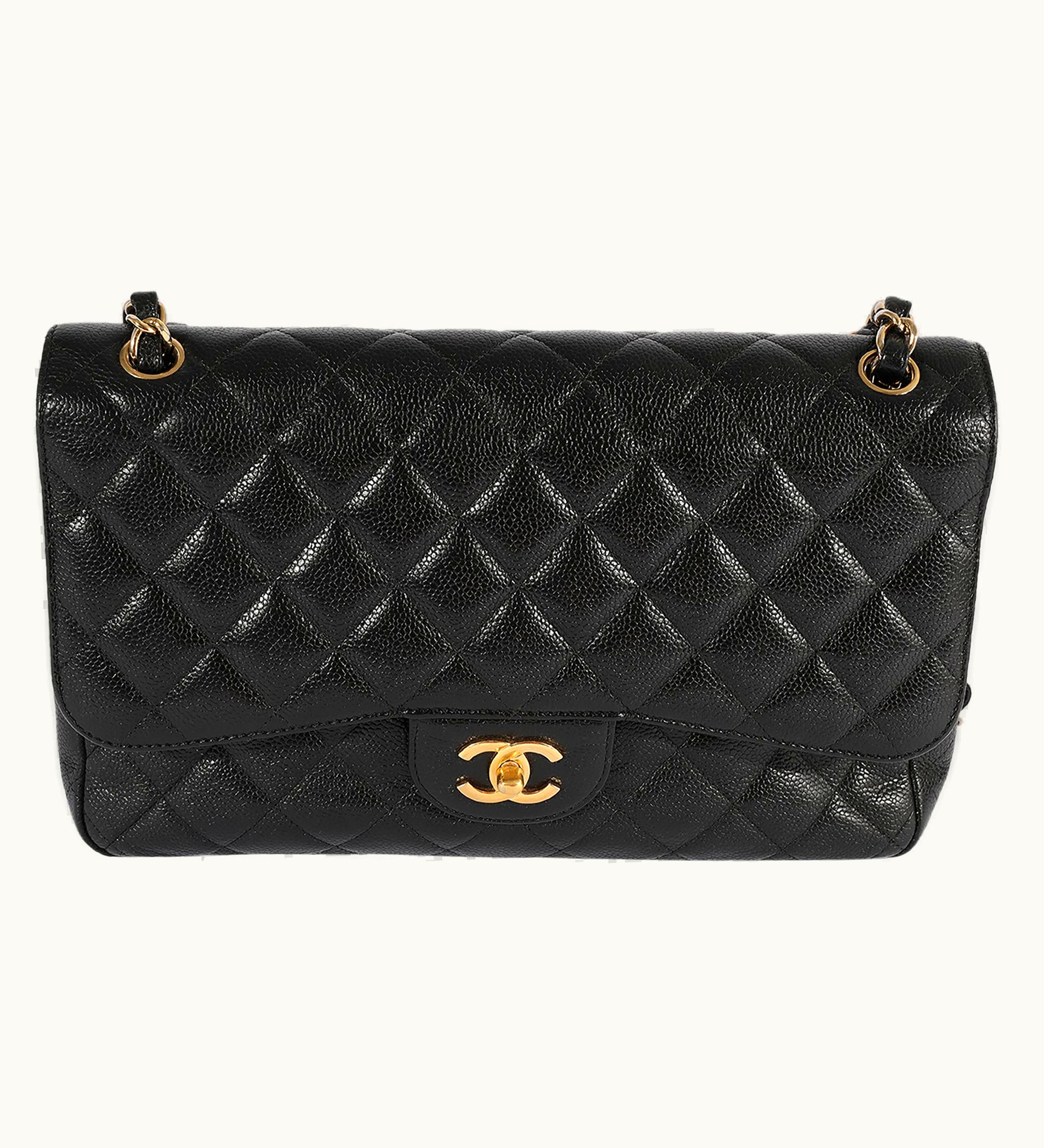 Chanel Chanel Jumbo Classic Double Flap Bag in Black Quilted Caviar