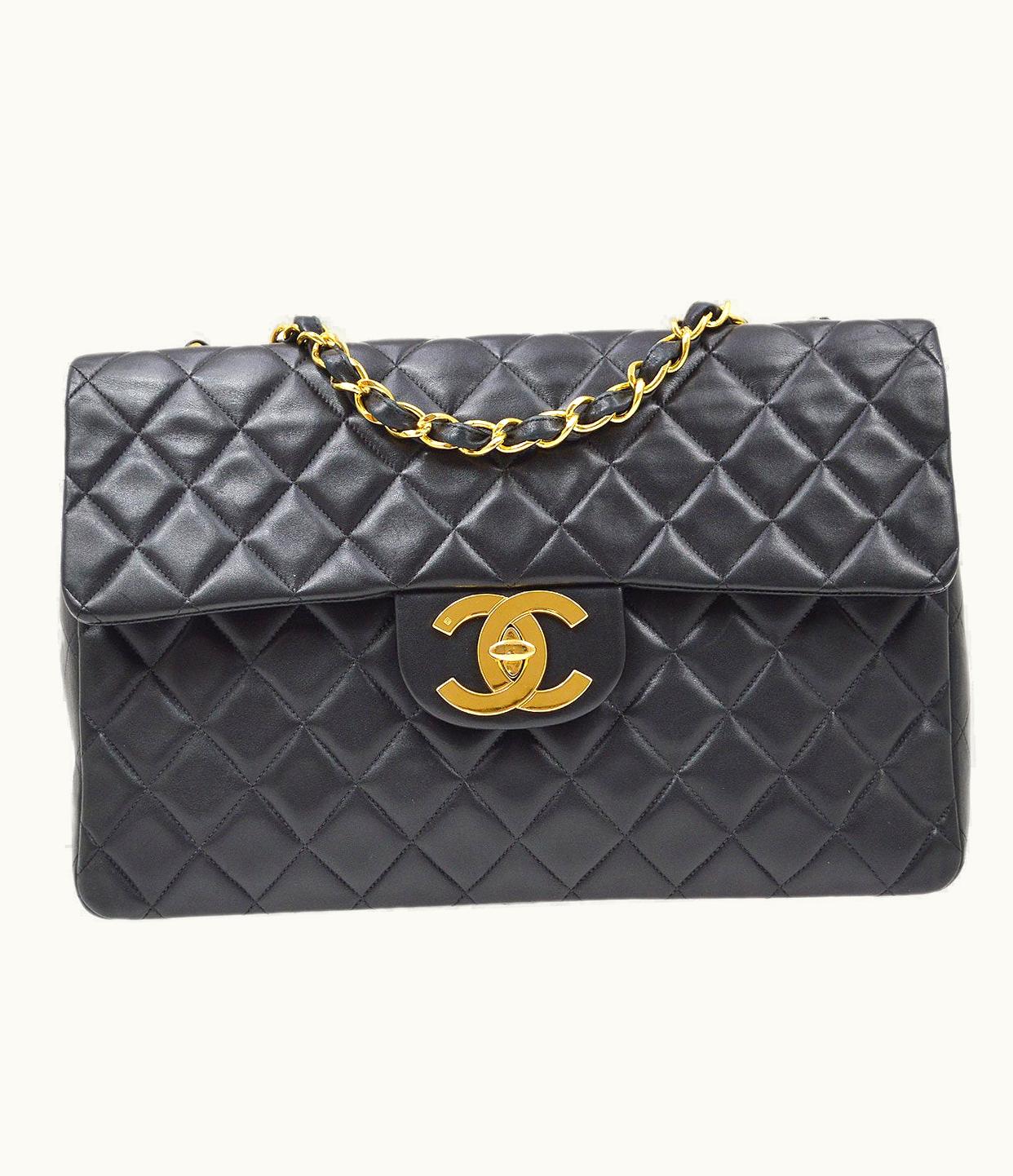 Chanel Chanel Classic Flap Maxi Chain Shoulder Bag Black Lambskin 60155