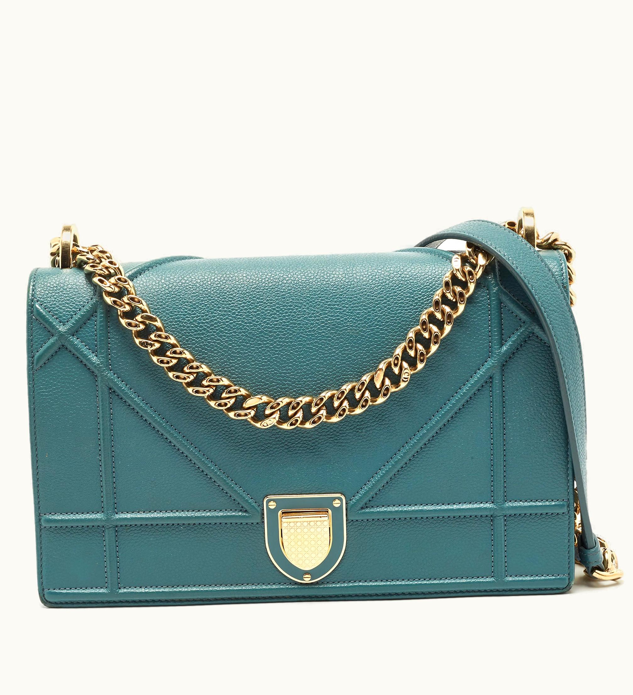 Dior Dior Teal Green Leather Medium Ama Shoulder Bag