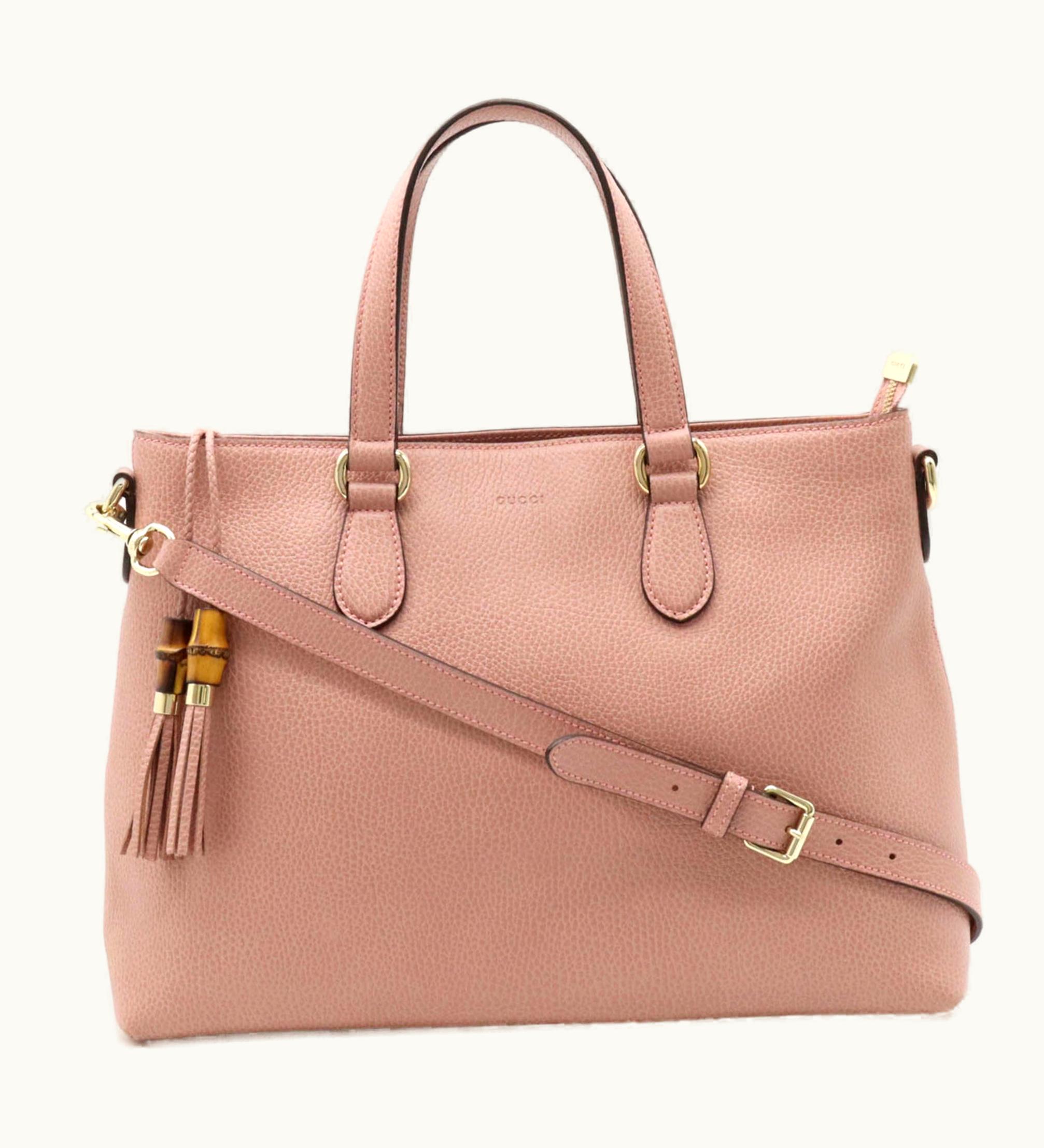 Gucci Gucci Bamboo Tote Bag Handbag Shoulder Leather Pink 449642