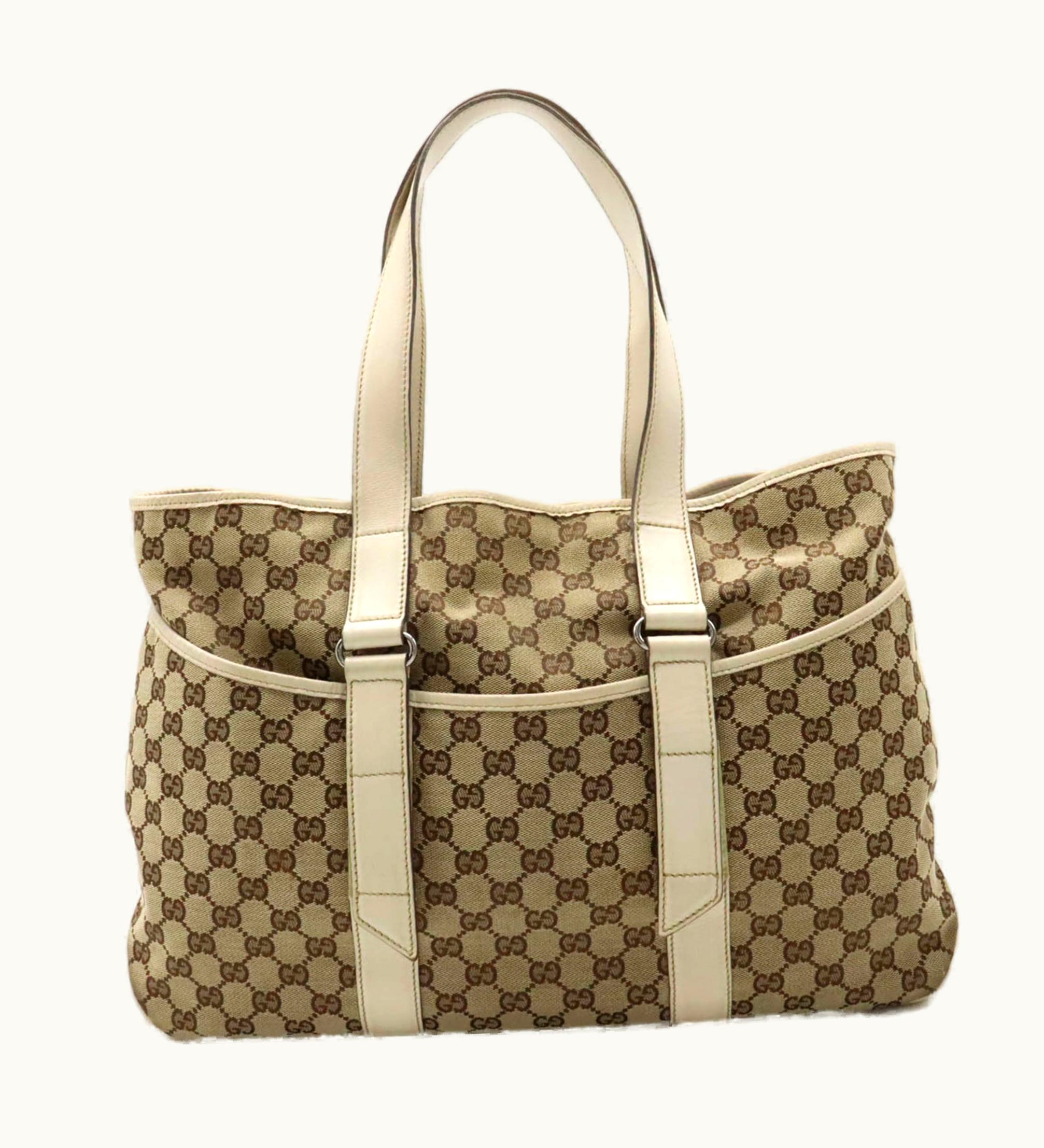 Gucci Gucci Canvas Tote Bag Women's Khaki Beige