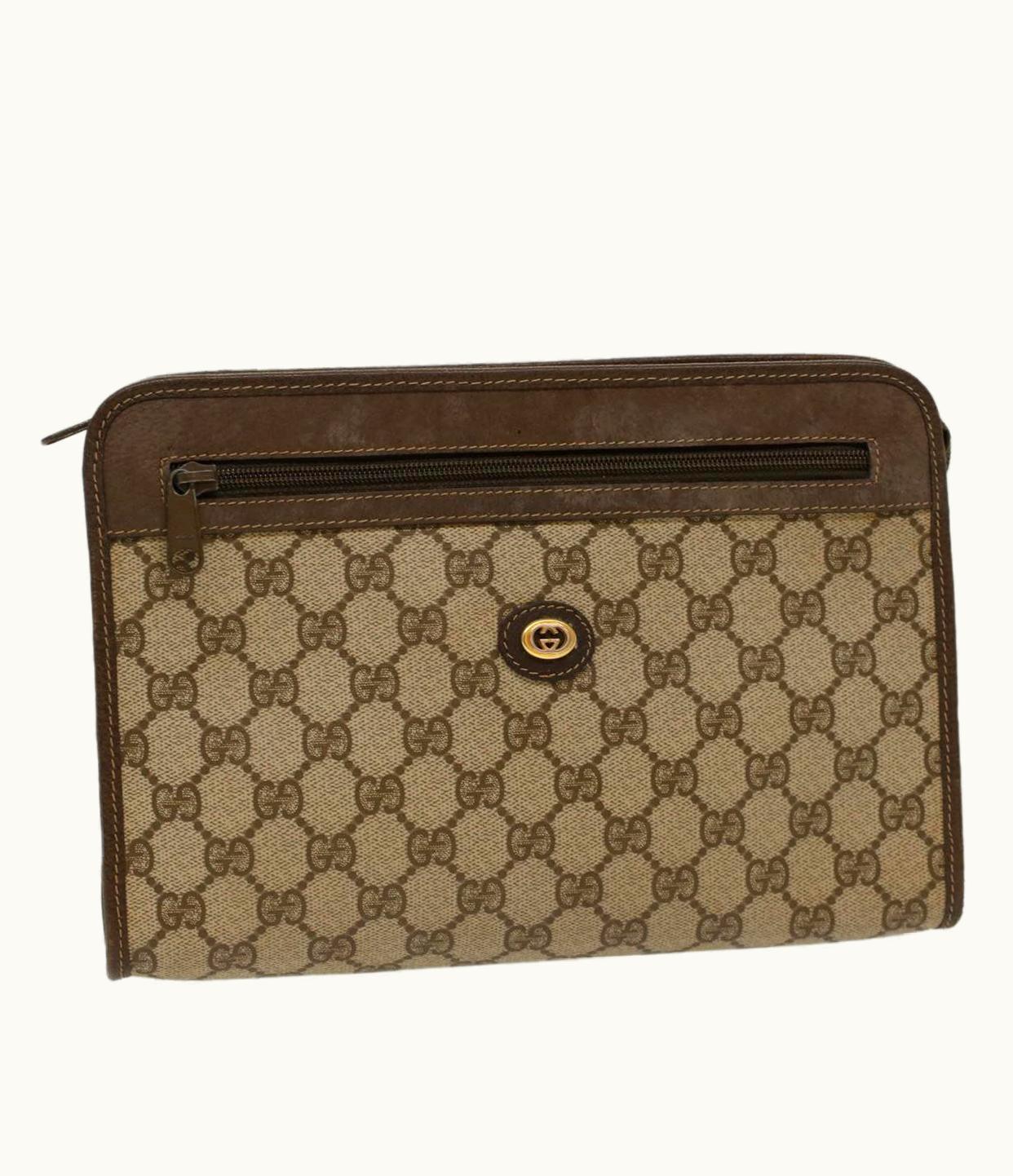 Gucci Gucci GG Canvas Clutch Bag Beige