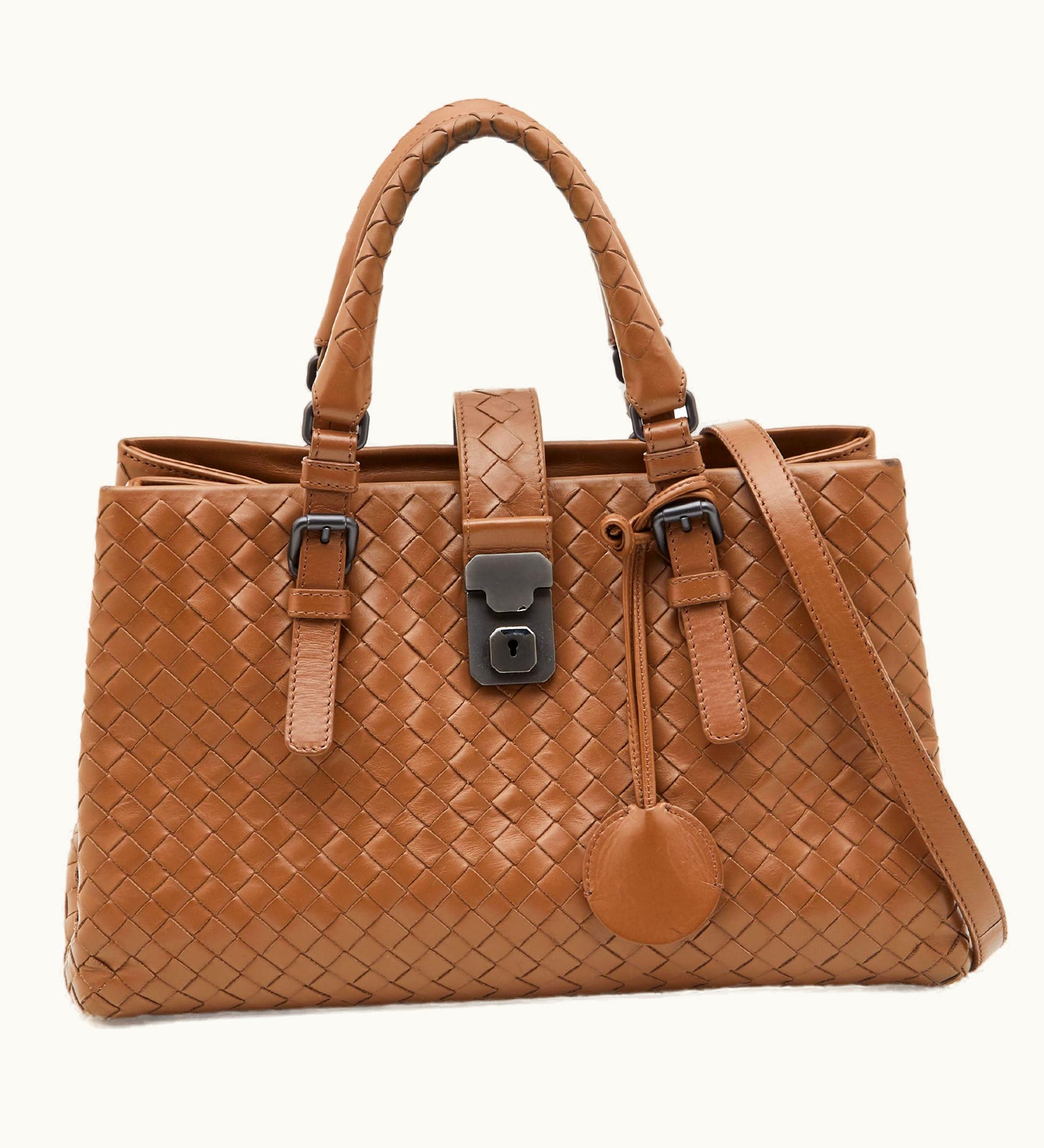 Bottega Veneta Bottega Veneta Brown Intrecciato Leather Small Roma Tote