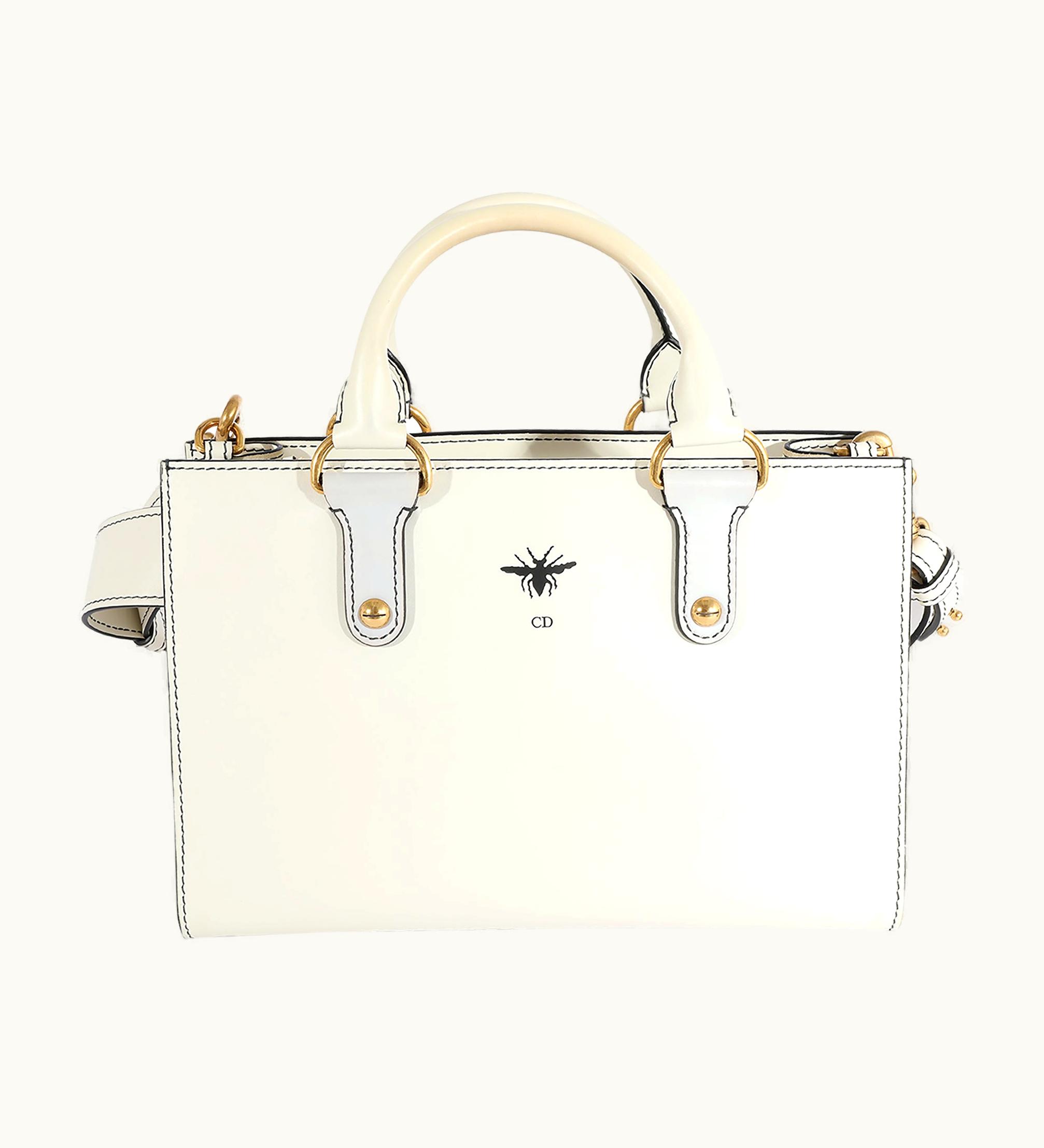 Dior Dior Christian Dior White Smooth Leather D-Bee Tote