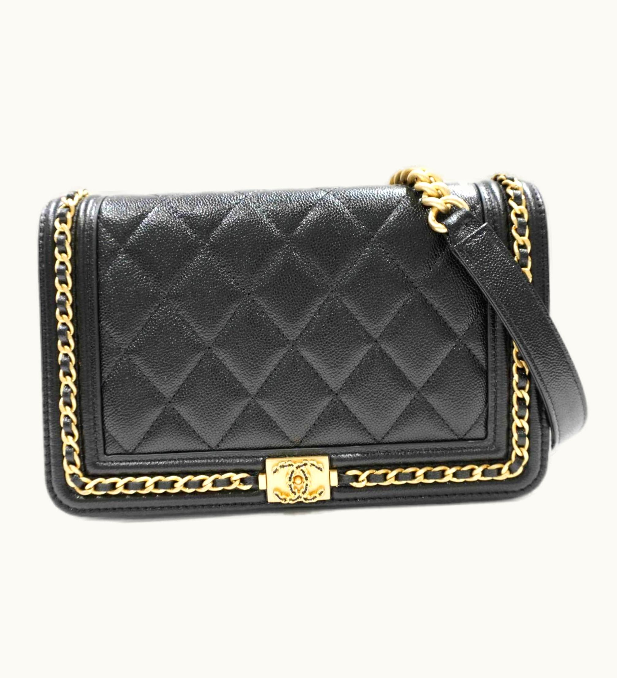 Chanel Chanel 19 Chain Shoulder Bag Black/G Metal Fittings Caviar Skin Women's Men's