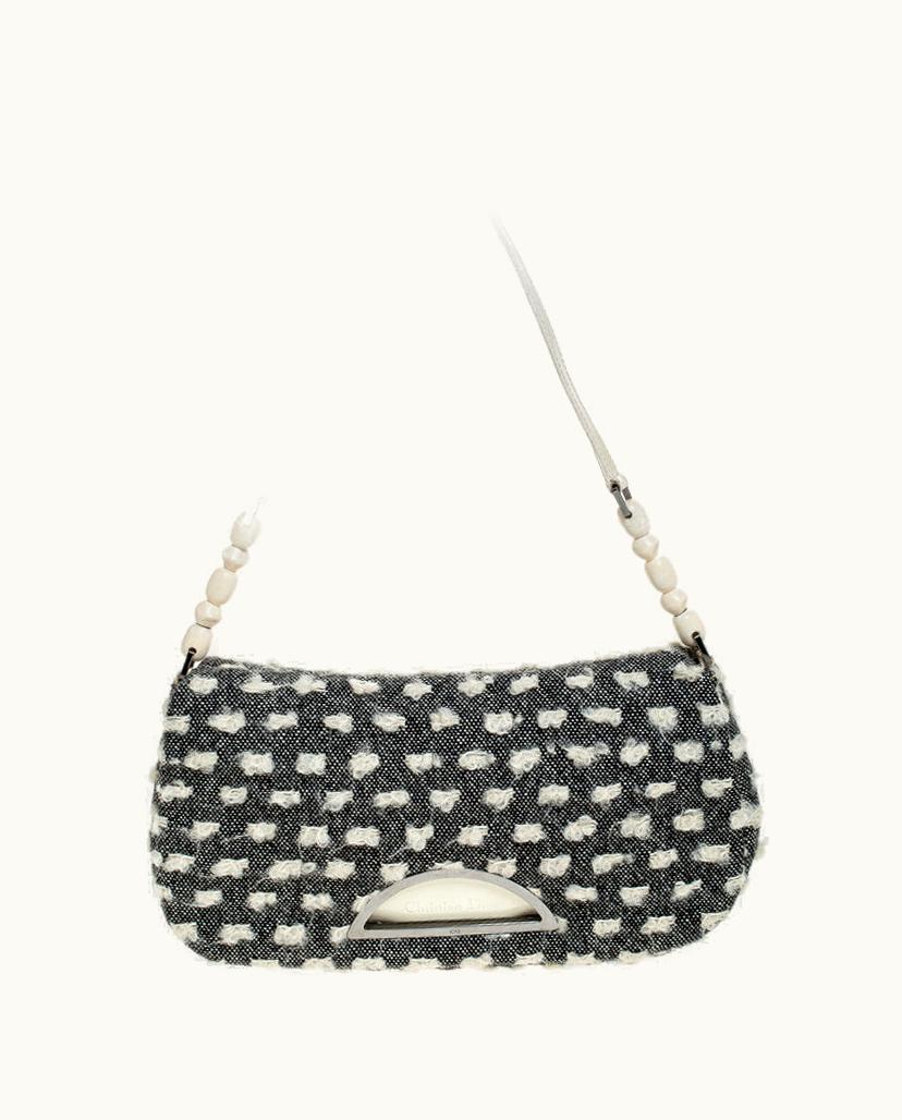 Dior Dior Grey Tweed Limited Edition Beaded Malice Shoulder Bag