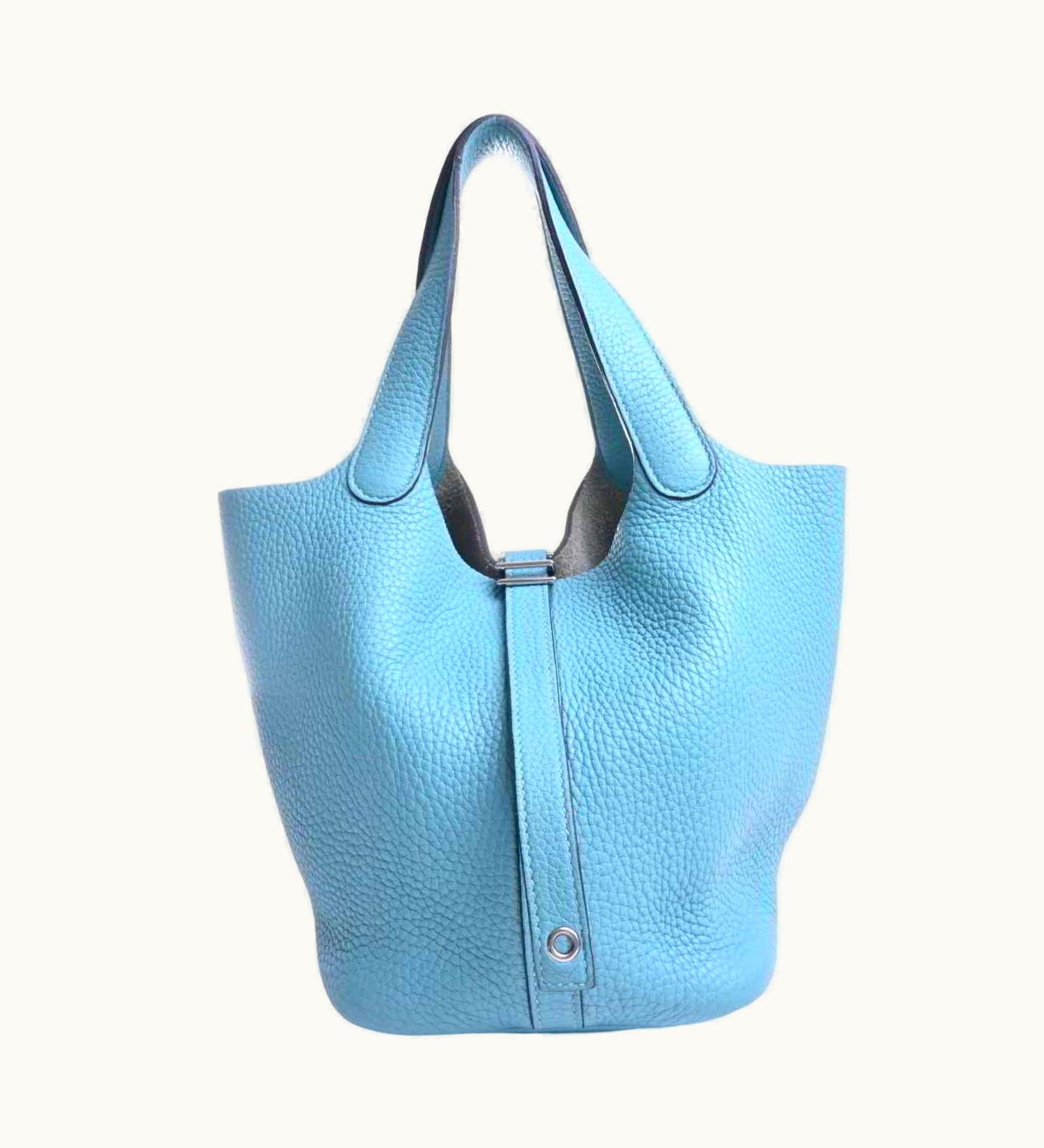 Hermès Hermès Taurillon Clemence Picotin Lock PM Handbag Light Blue