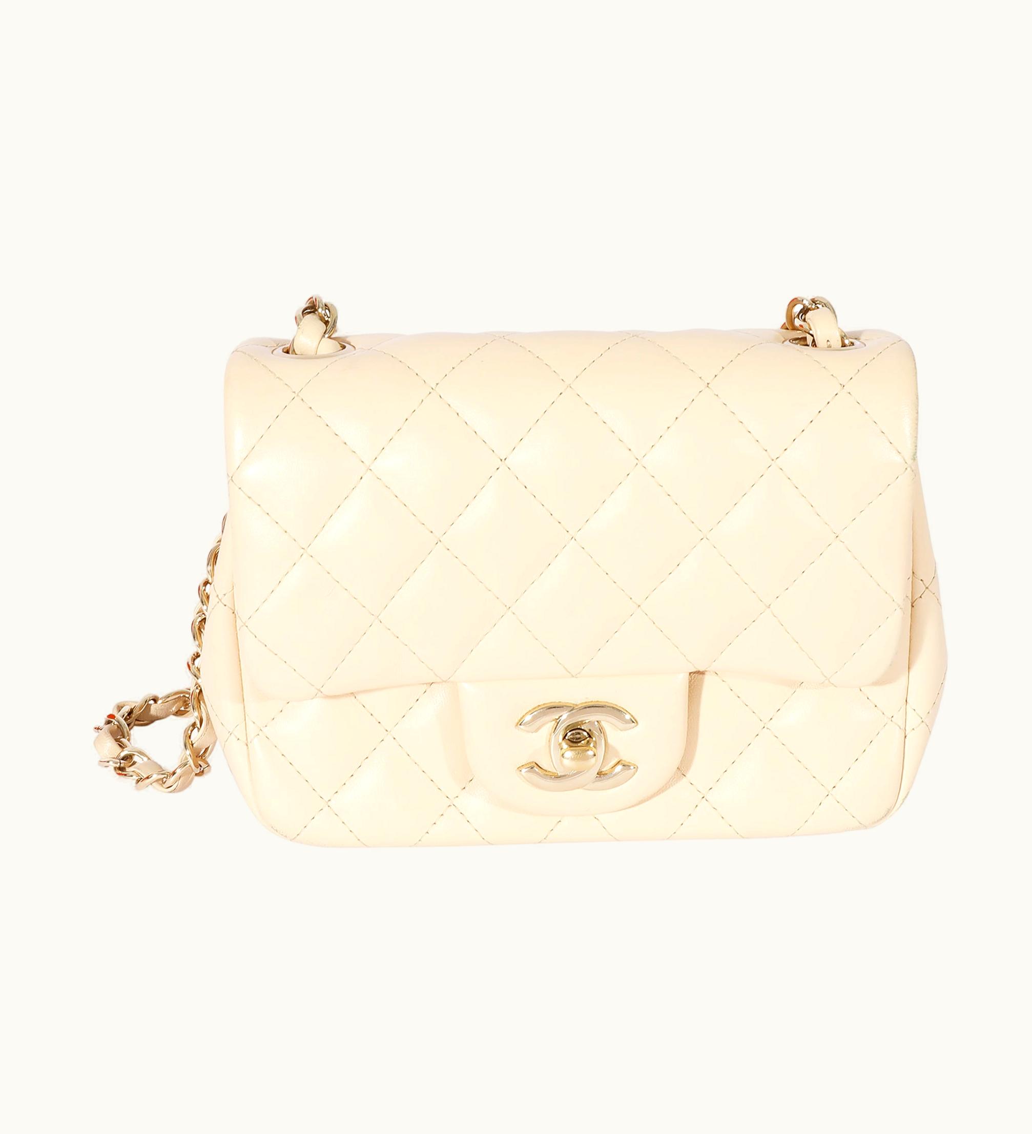 Chanel Chanel Beige Quilted Lambskin Mini Square Classic Flap Bag