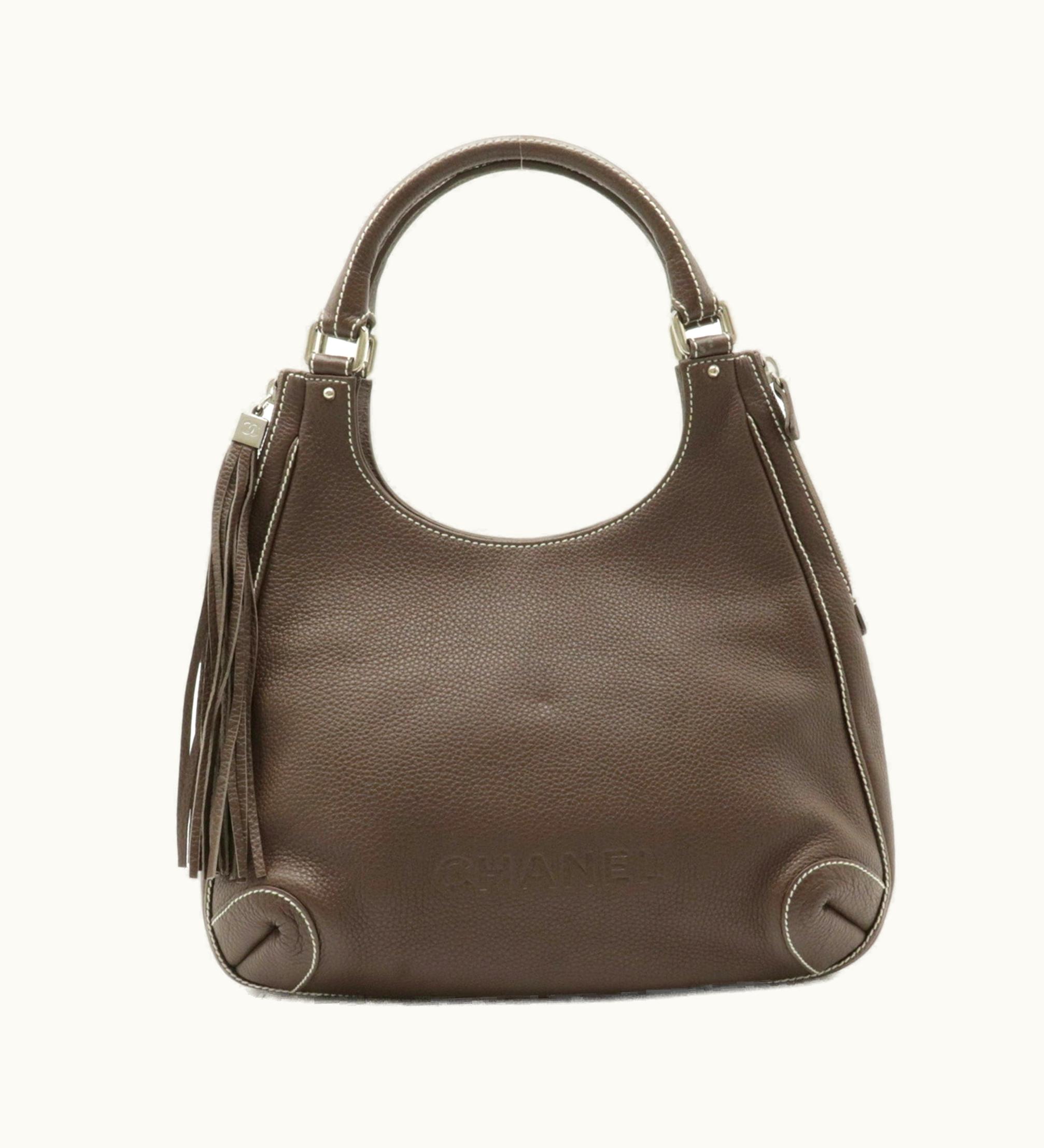 Chanel Chanel Tote Bag Shoulder Leather Brown Tea A23056