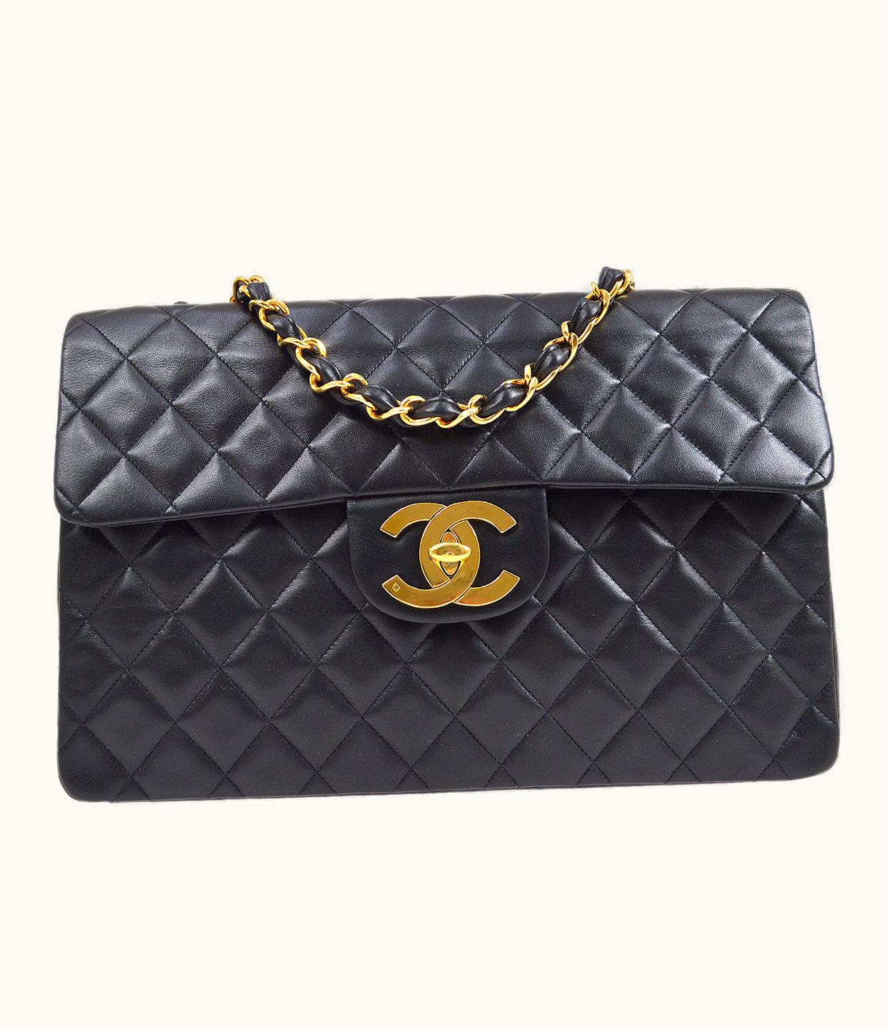 Chanel Chanel 1991-1994 Black Lambskin Classic Flap Maxi 75152