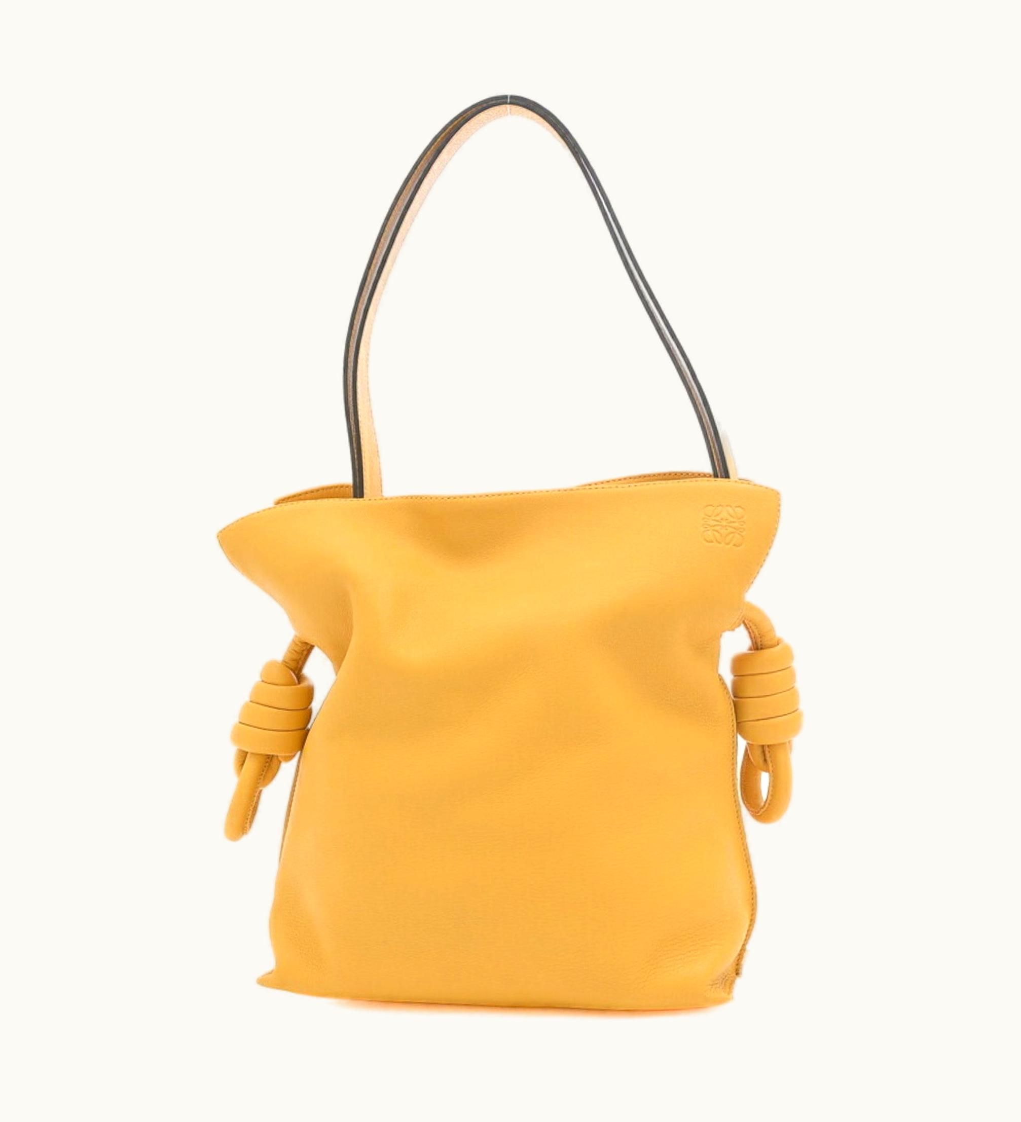 Loewe Loewe Flamenco Knot Small Drawstring Shoulder Bag Leather Yellow 334.30.K63