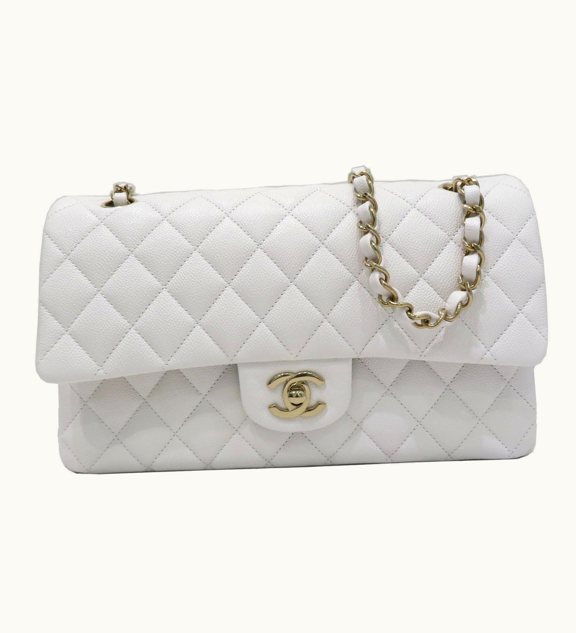 Chanel Chanel Classic Flap Bag Shoulder White Sg Hardware Caviar Skin Women's Men's
