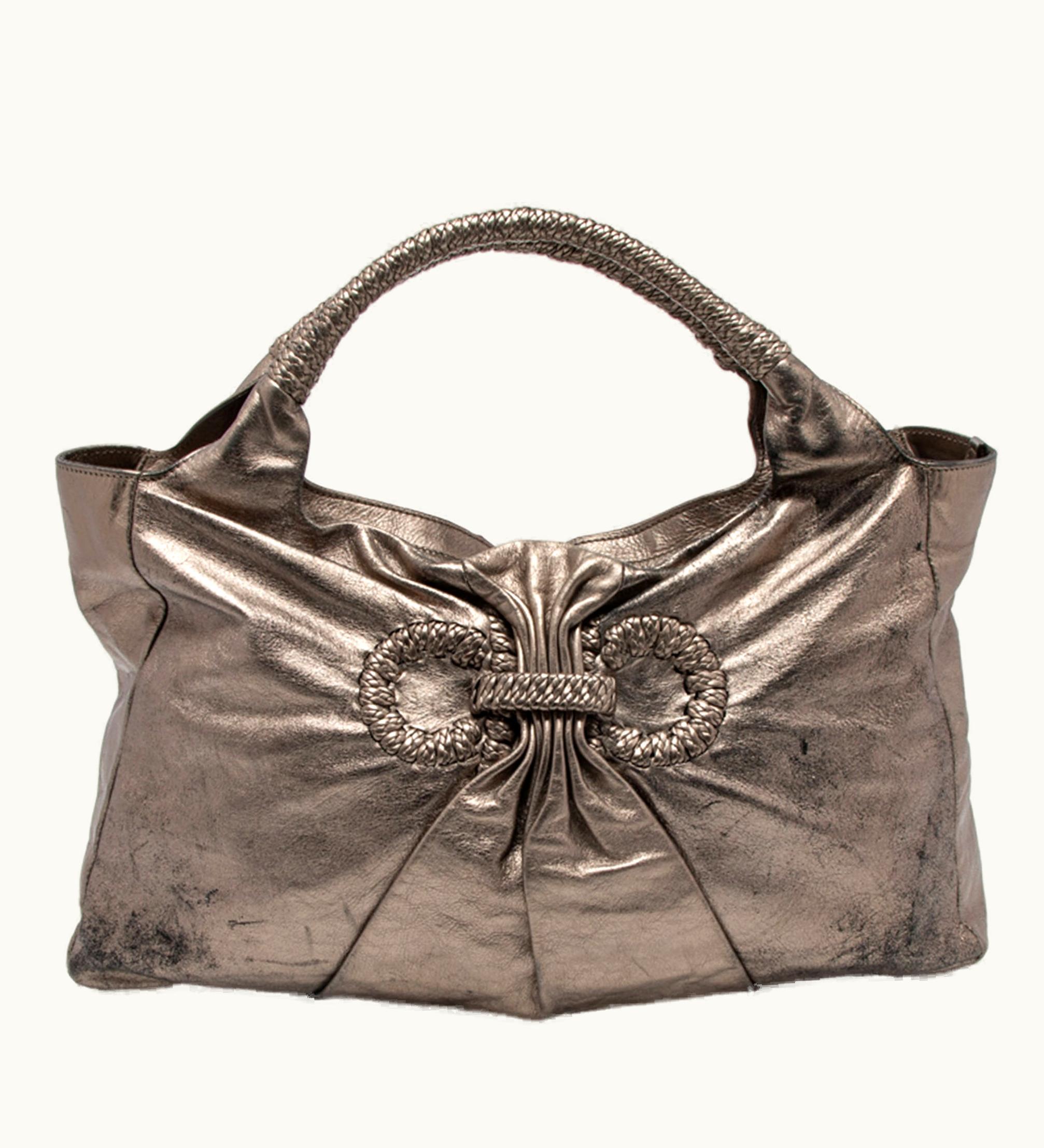 Salvatore Ferragamo Salvatore Ferragamo Metallic Gold Leather Satchel