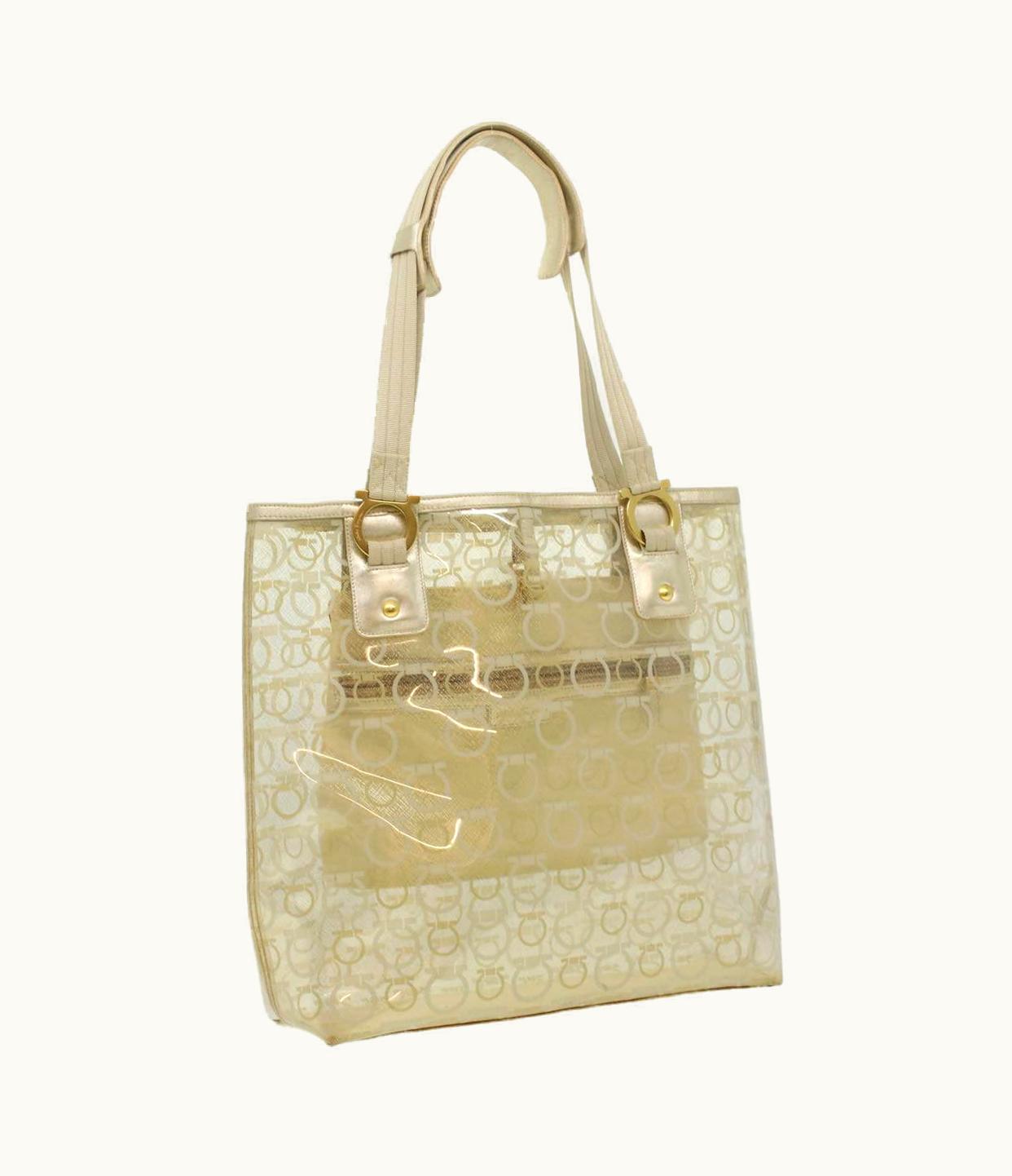 Salvatore Ferragamo Salvatore Ferragamo Shoulder Bag Vinyl Clear Gold