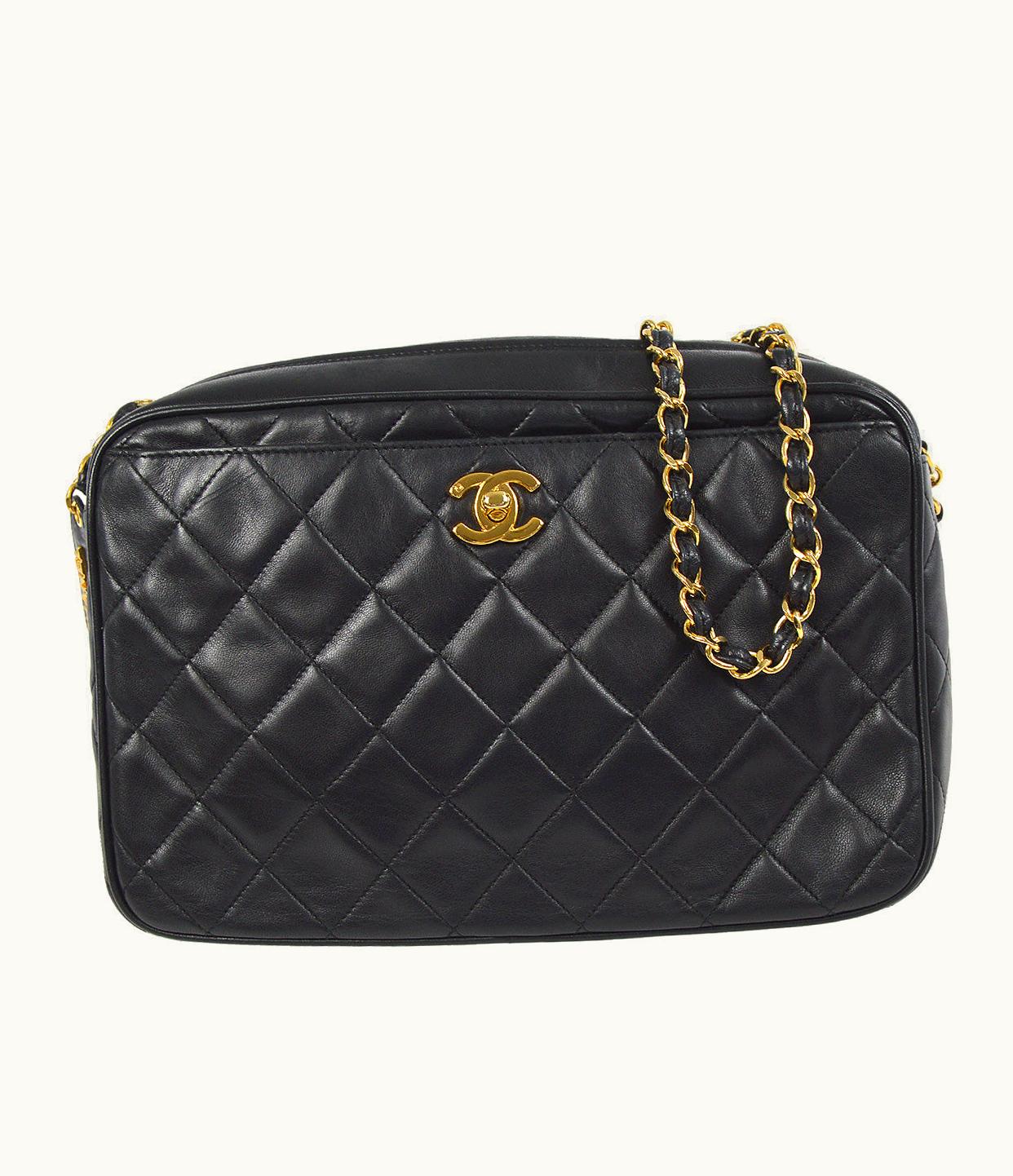 Chanel Chanel 1994-1996 Pocket Camera Bag Large Black Lambskin 87914