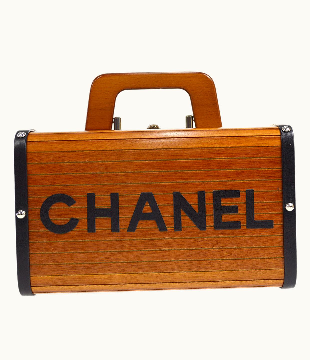 Chanel Chanel Cosmetic Vanity Handbag Box Brown Wooden 24989