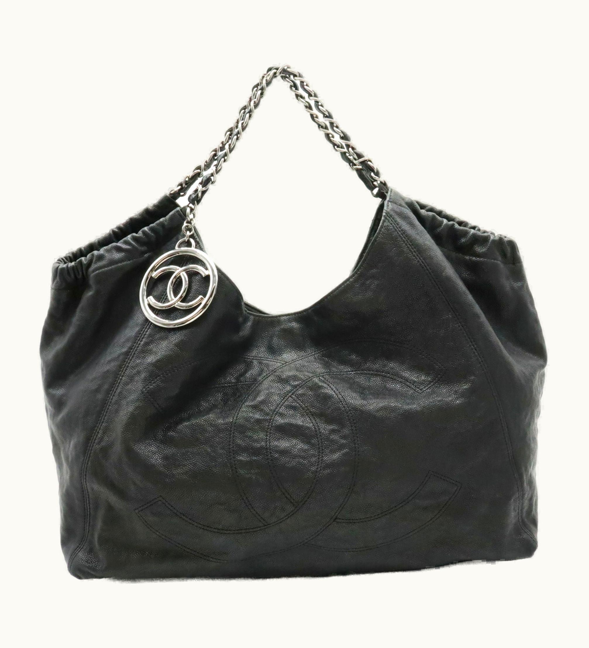 Chanel Chanel Cococabus GM Cocomark Shoulder Bag Chain Tote Caviar Skin Leather Black A33450