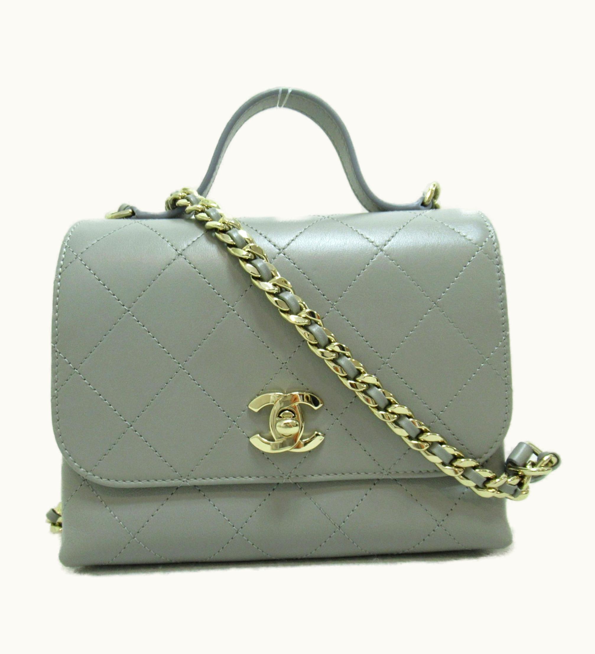 Chanel Chanel Top Handle 2Wayshoulder Bag Gray Calfskin [Cowhide] As0880