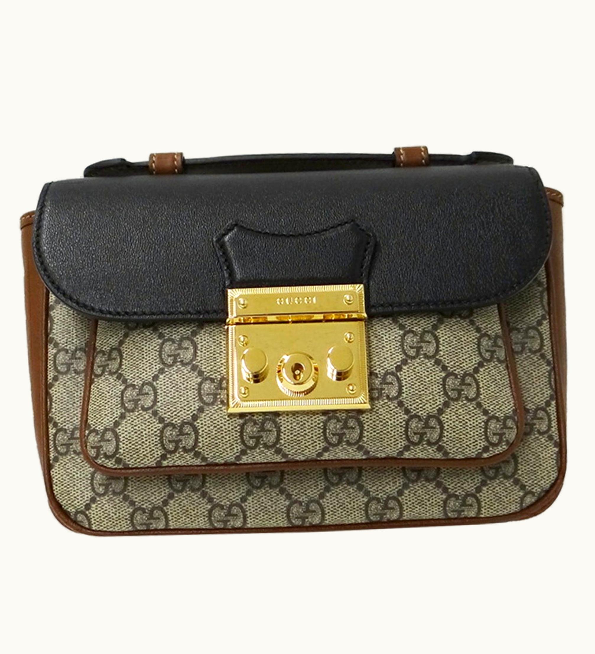 Gucci Gucci Bag Women's GG Supreme Shoulder Pvc Brown Black 658487 Padlock