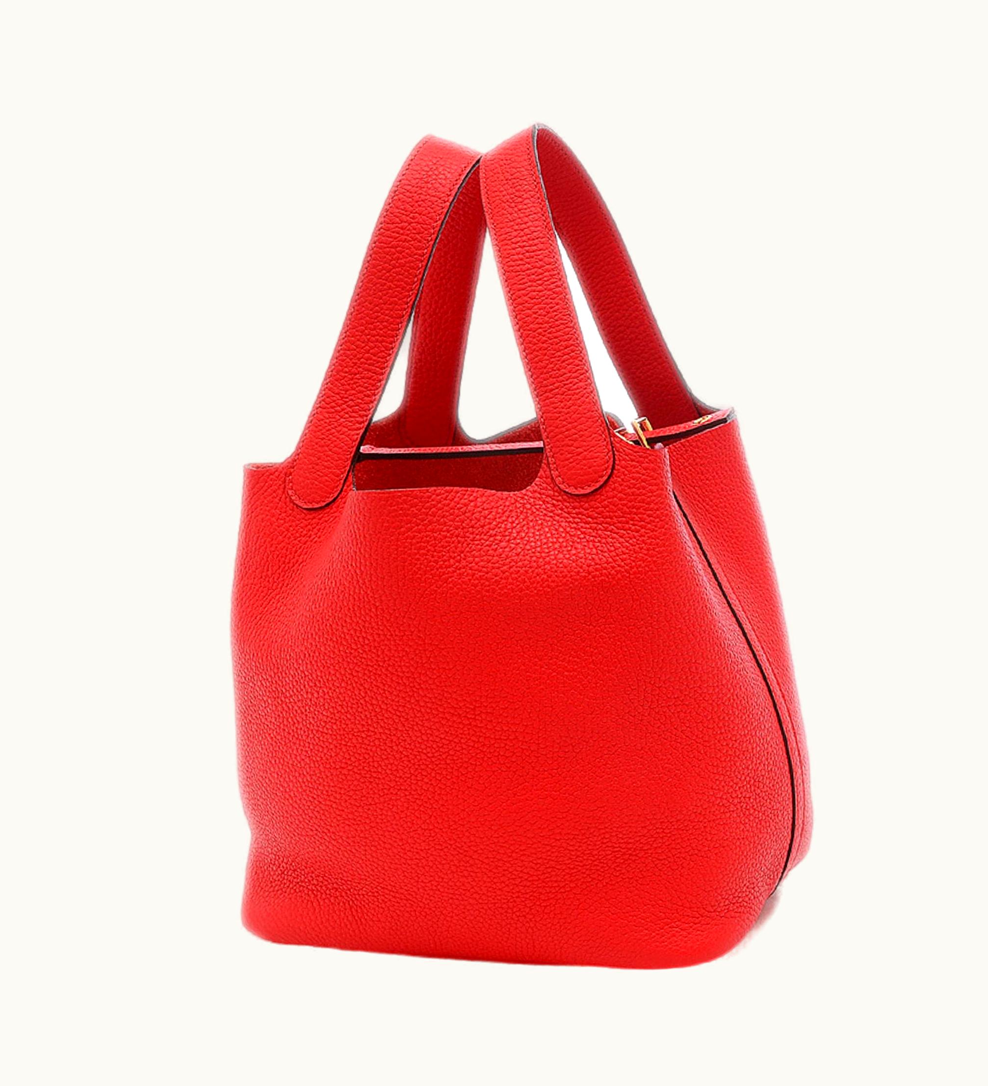 Hermès Hermès Picotin Lock MM 22 Taurillon Clemence Rouge Coupe Handbag Gold Hardware Y Engraved