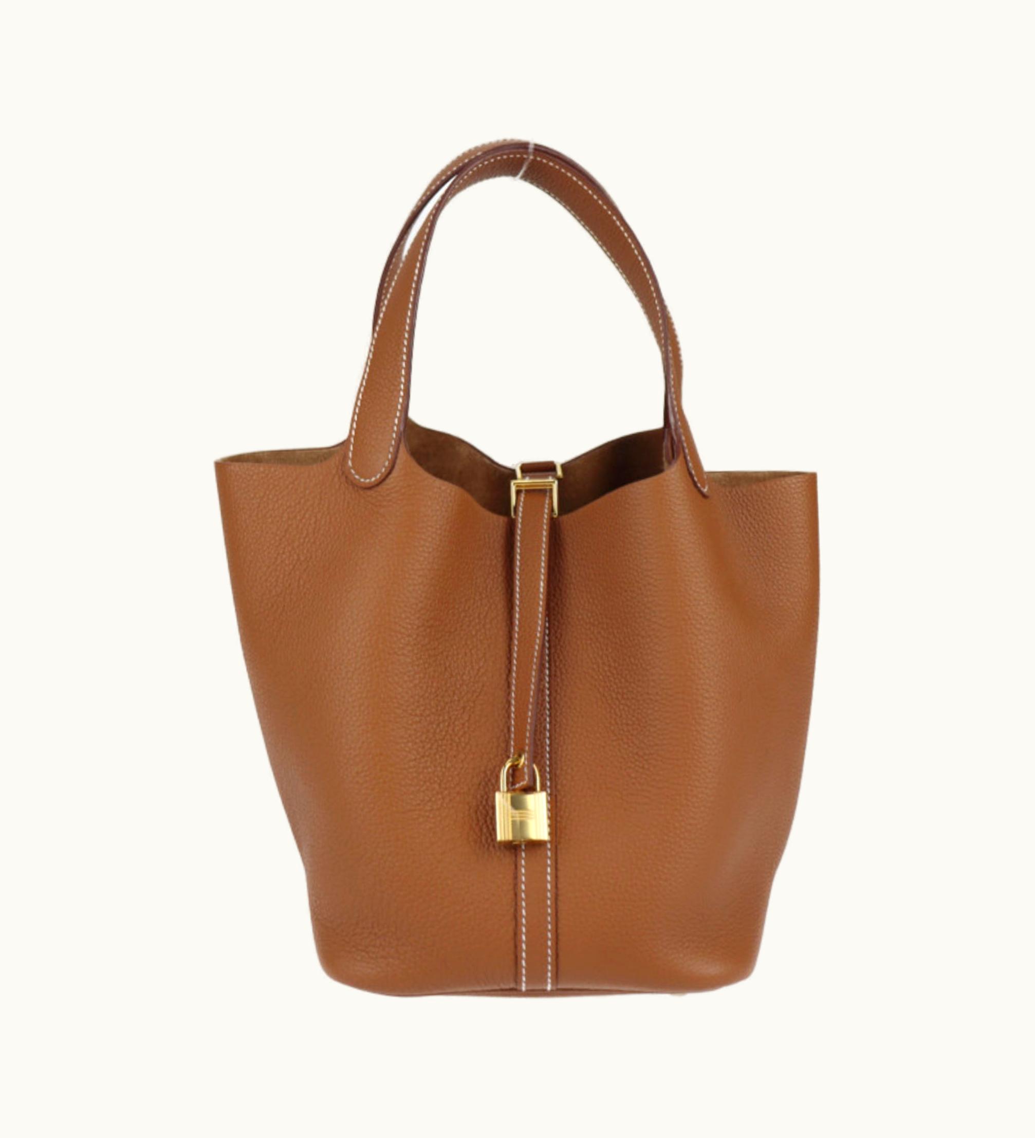 Hermès Hermès Picotin Lock MM 22 Handbag Taurillon Maurice Fauv Gold Hardware Tote Bag B Engraved