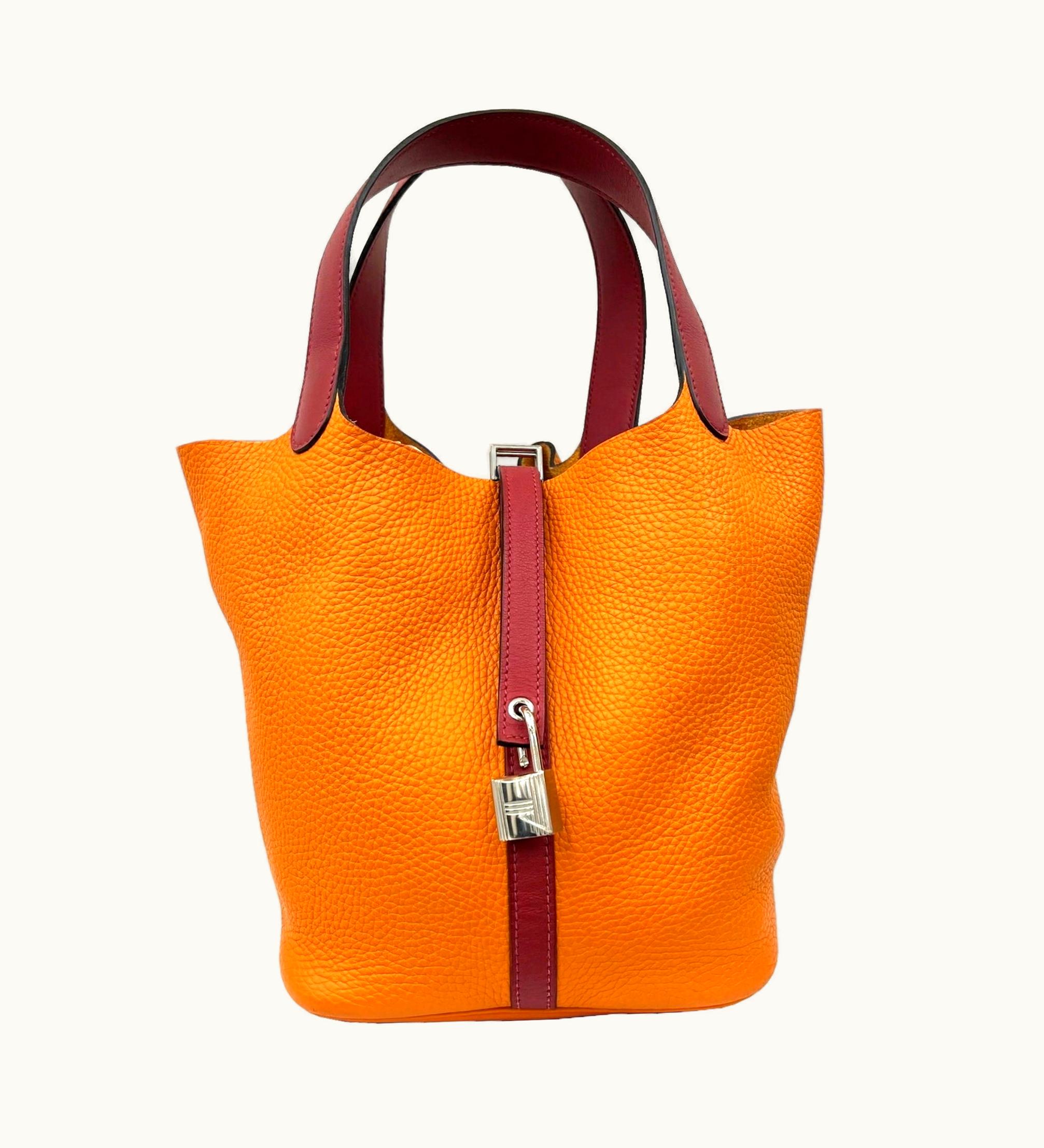 Hermès Hermès Picotin Lock 22 MM Orange Rouge Grena Taurillon Clemence Swift X Engraved Manufactured In 2016 Handbag Leather Women Men