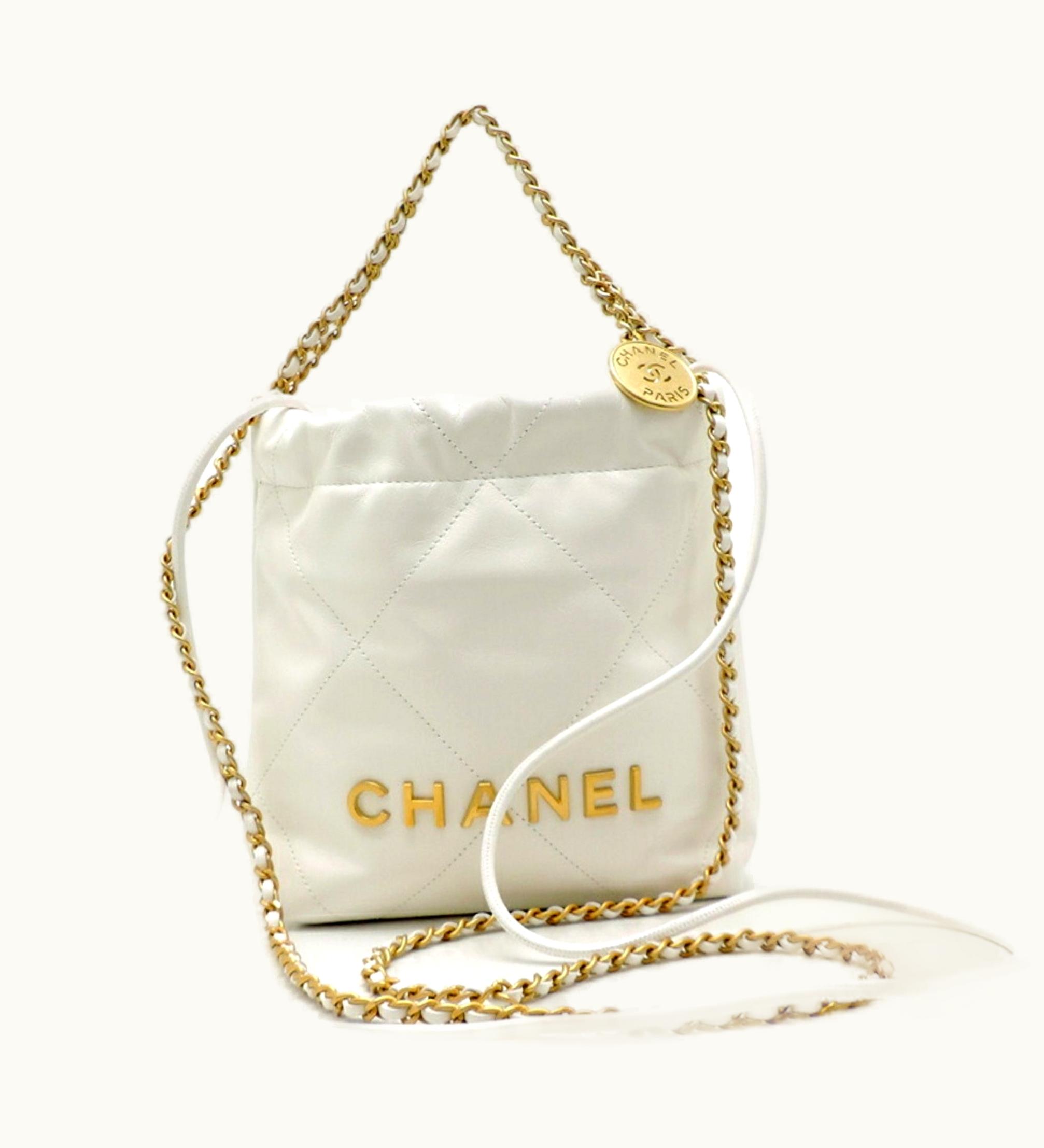 Chanel Chanel 22 Chain Ladies Handbag As3980 Calf White