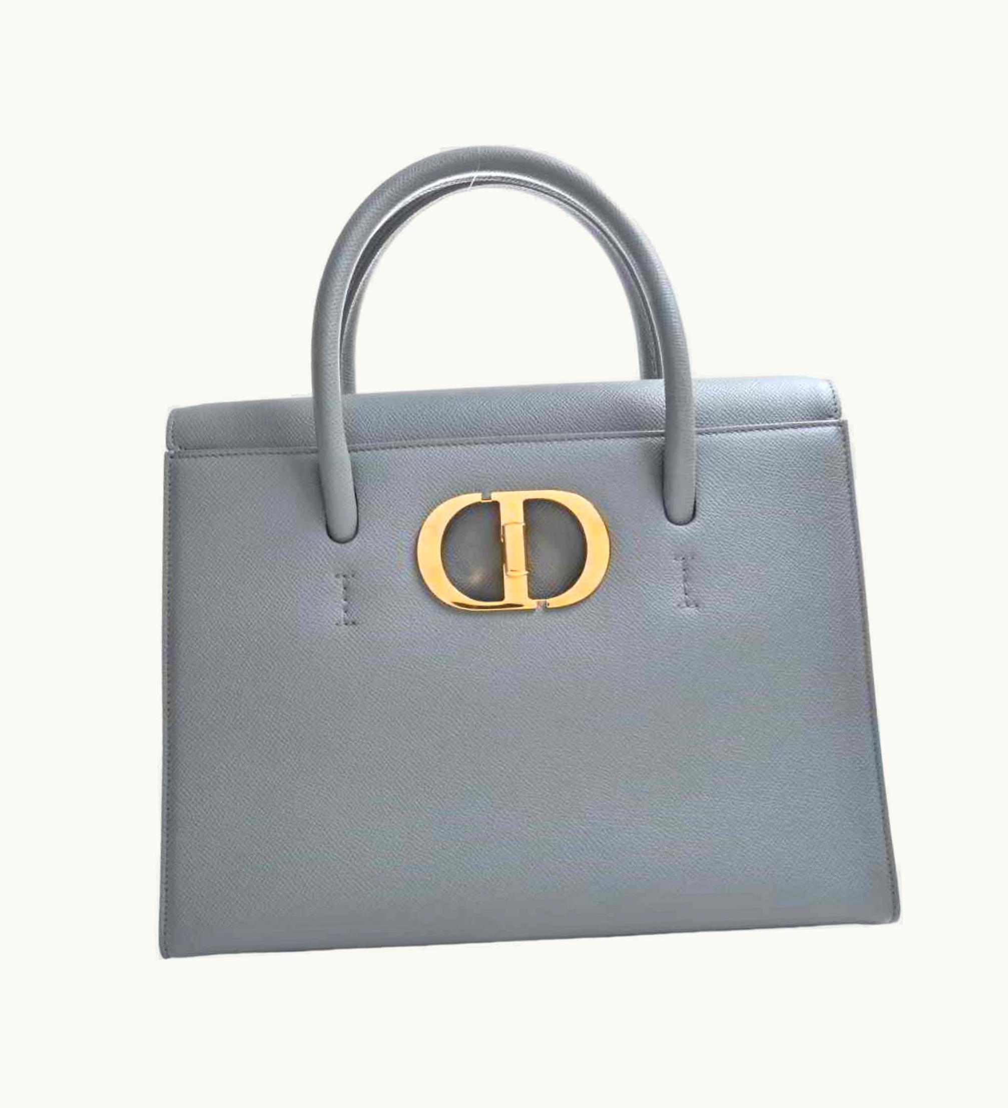 Dior Dior Christian Dior Leather Montaigne 30 Saint Honore Medium Handbag Gray Ladies