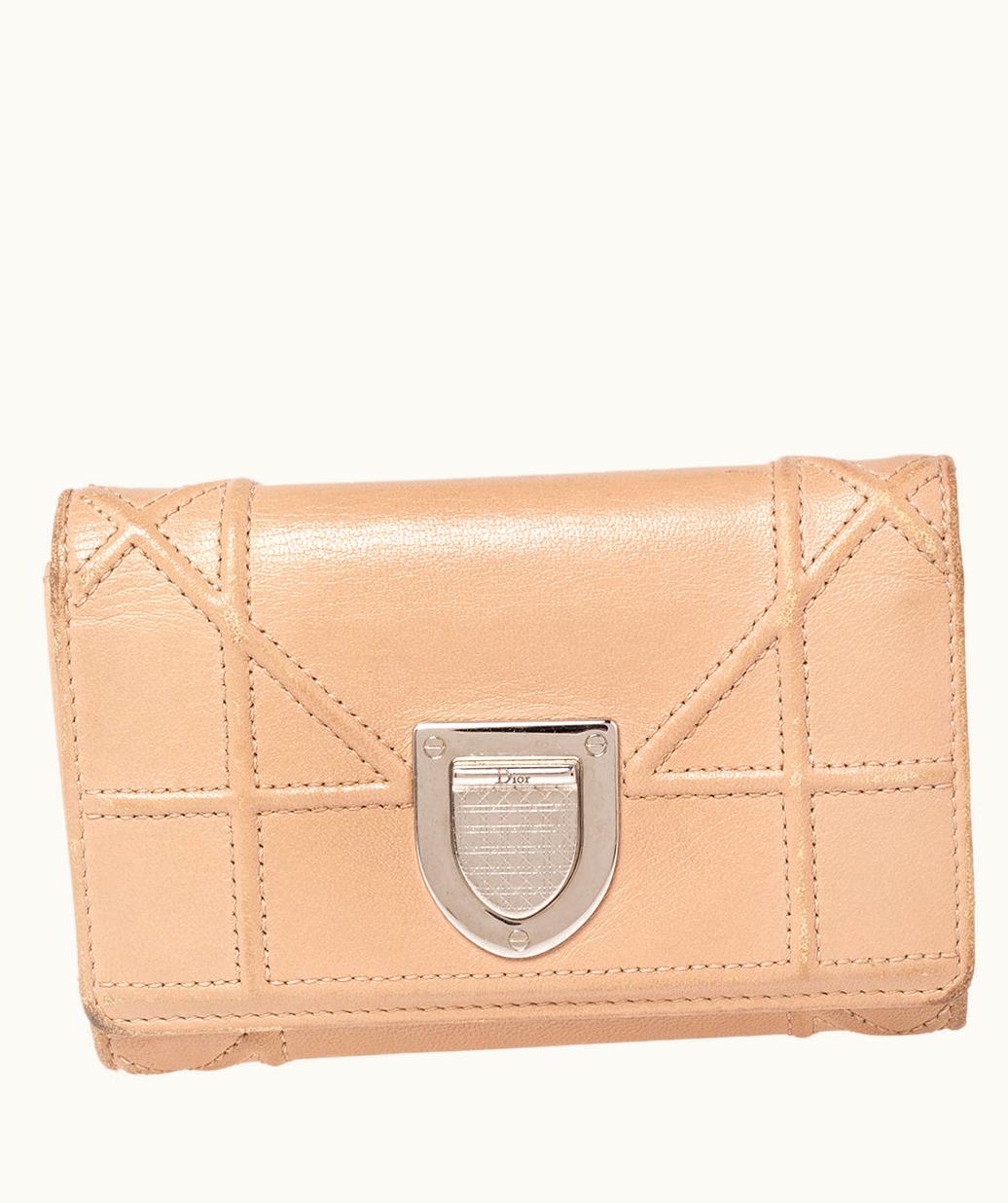 Dior Dior Beige Leather Ama Trifold Wallet