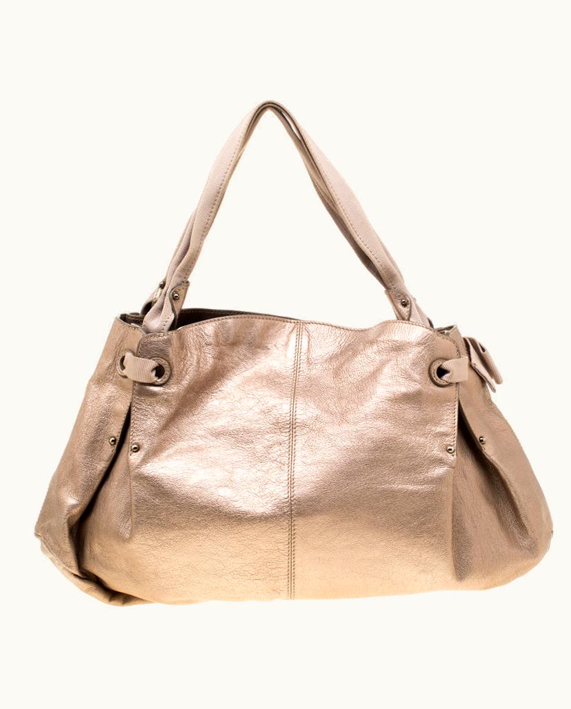 Salvatore Ferragamo Salvatore Ferragamo Beige Leather And Canvas Bow Hobo