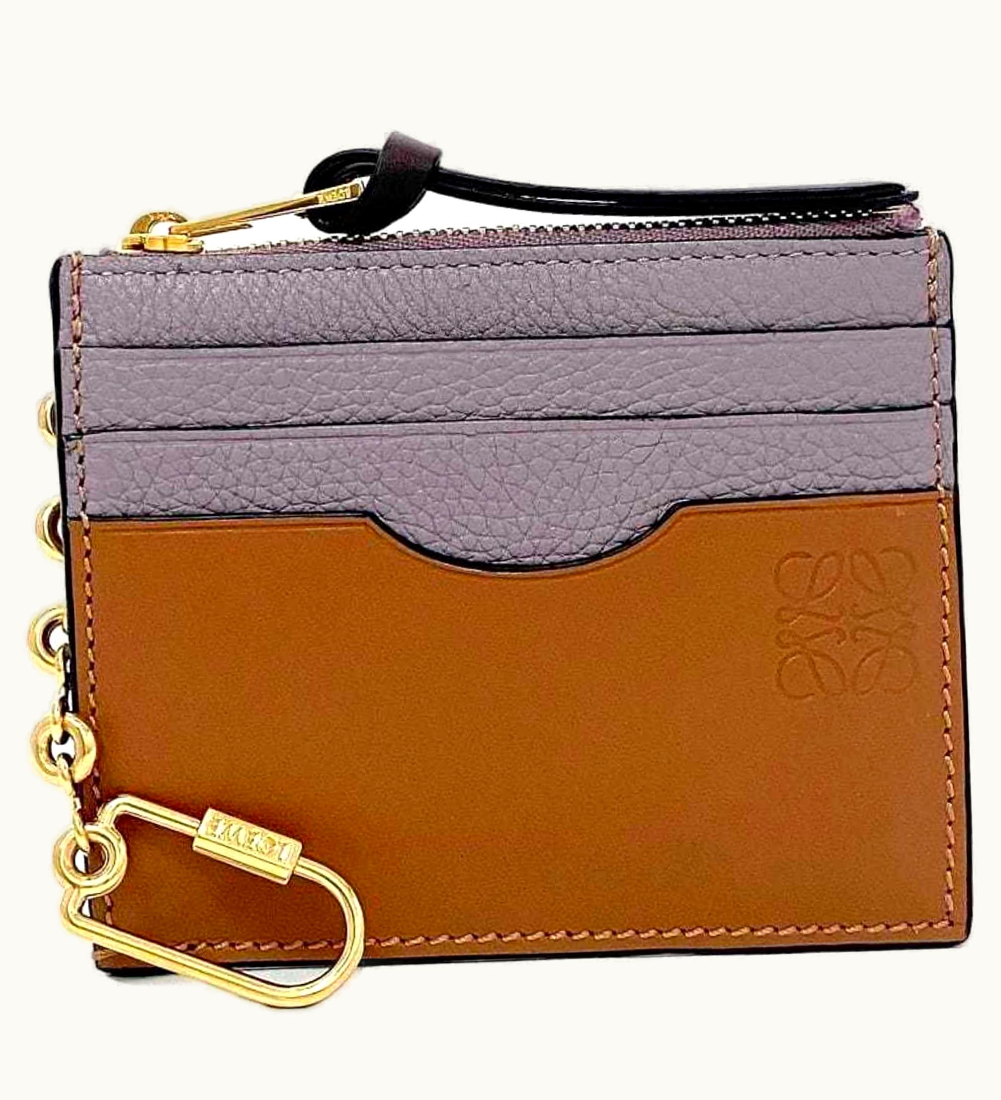 Loewe Loewe Coin Case Brown Purple Anagram C821B35X01 Purse Leather Grain