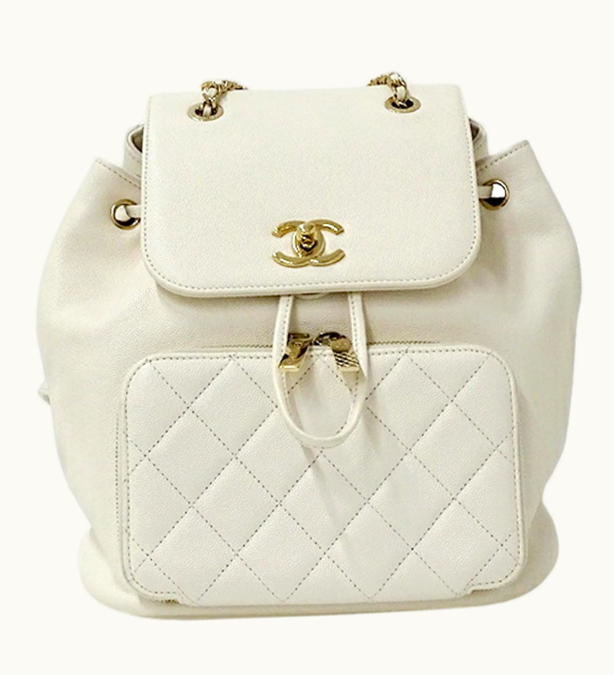 Chanel Chanel Bag Matelasse Women's Backpack Caviar Skin White