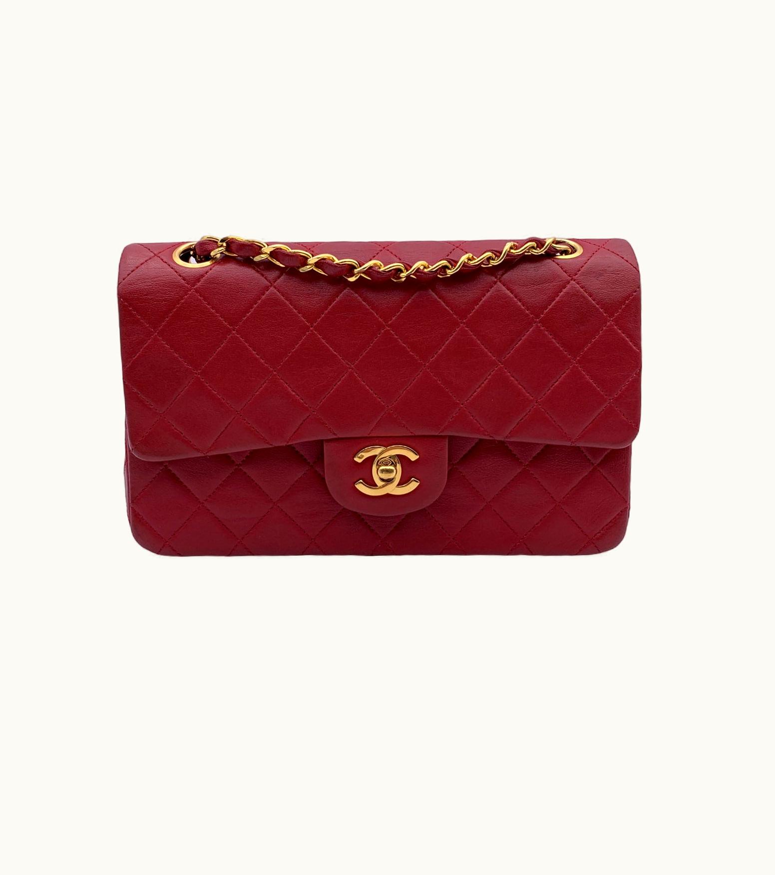 Chanel Chanel Vintage Red Quilted Timeless Classic Small 2.55 Bag 23 Cm