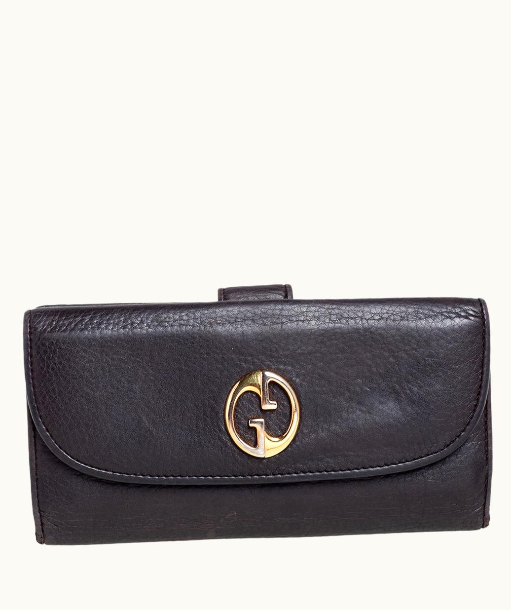 Gucci Gucci Dark Brown Leather 1973 Flap Continental Wallet