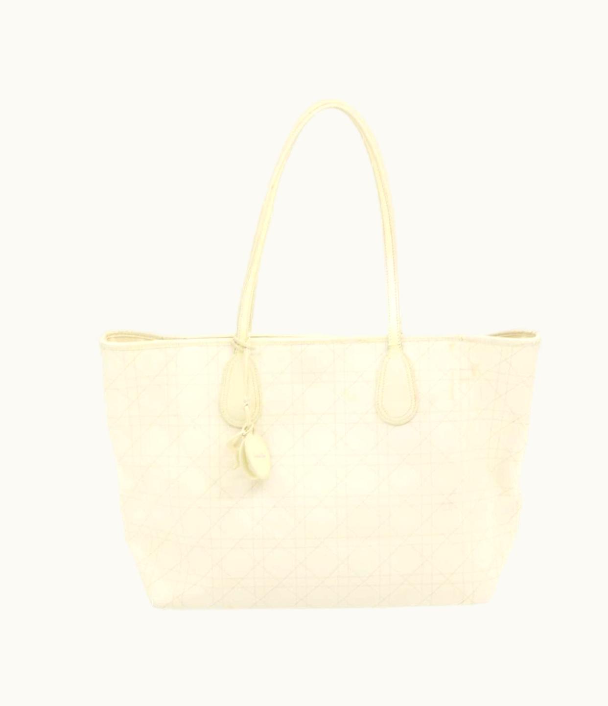 Dior Dior Christian Dior Panarea Tote Bag Coated Canvas White