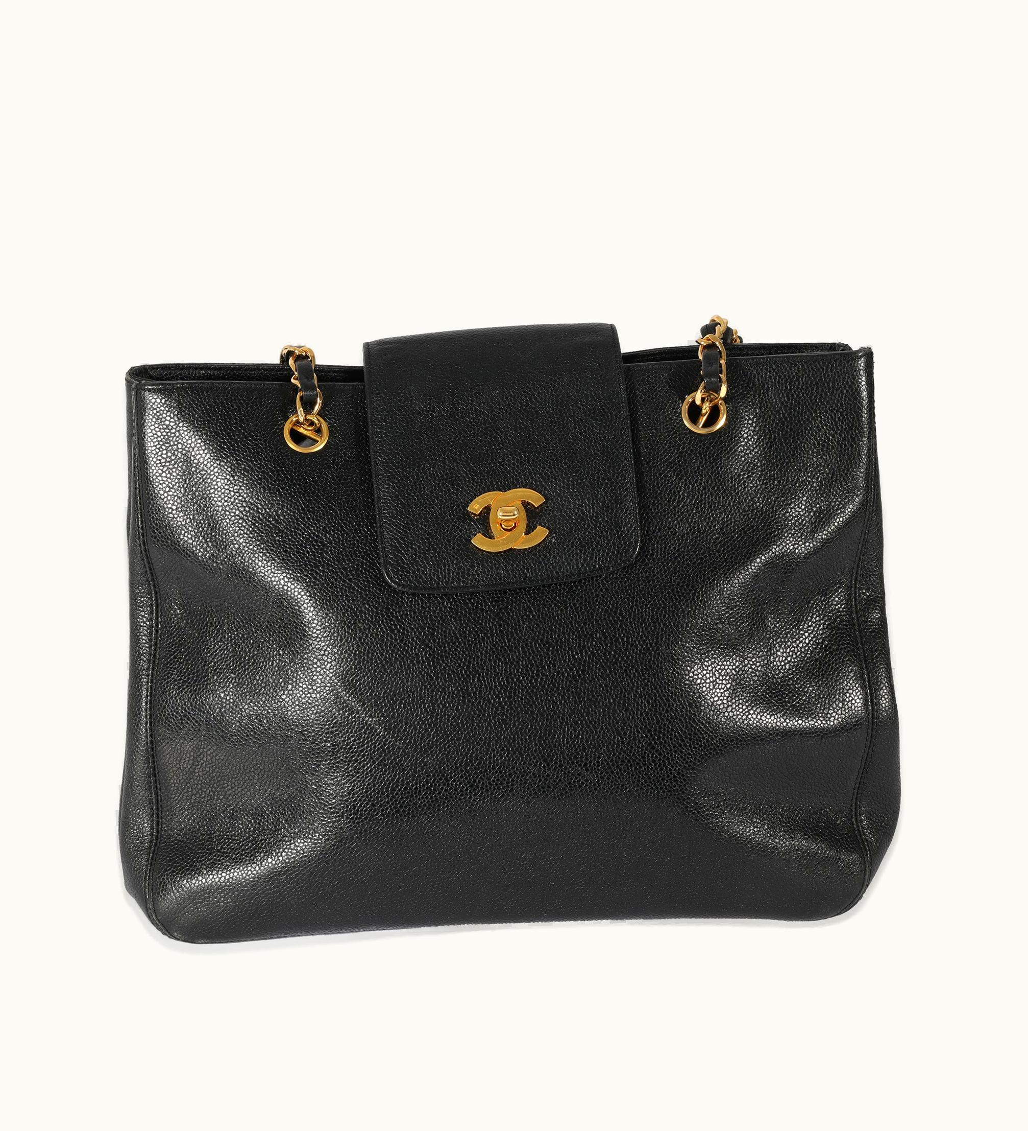 Chanel Chanel Vintage Black Caviar CC Chain Tote
