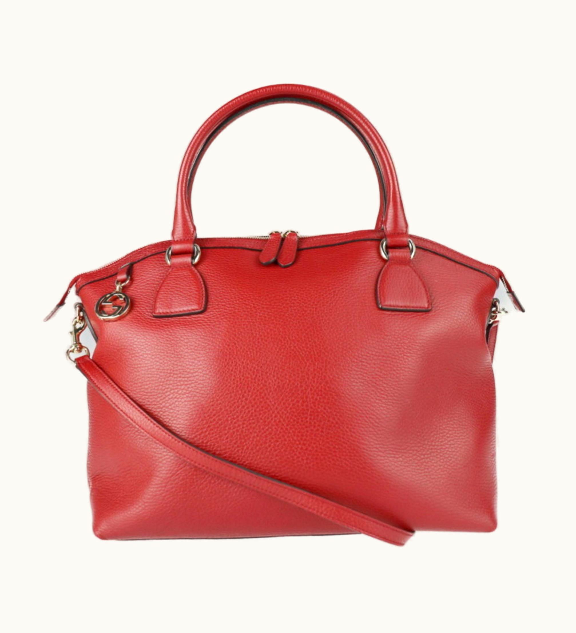Gucci Gucci Handbag 449660 Leather Red Gold Metal Fittings 2Way Shoulder Bag GG Charm