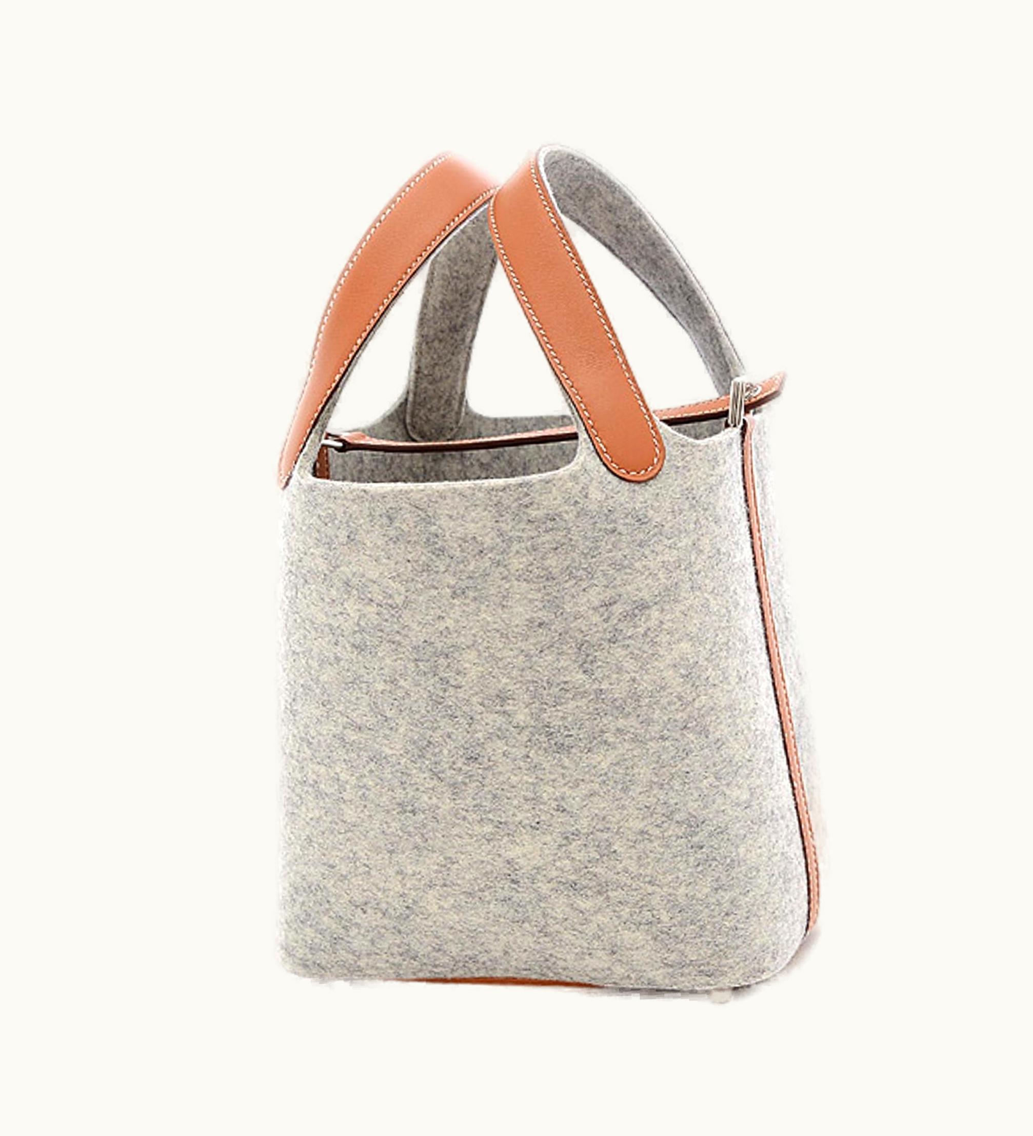 Hermès Hermès Picotin Lock PM 18 Felt Swift Gray Gold Y Stamp Handbag