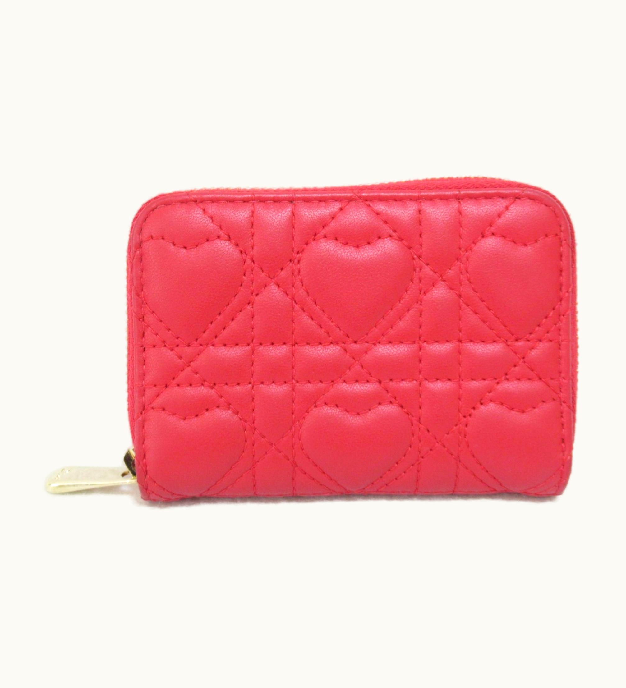 Dior Dior Lady Dior Coin Purse Red Leather S0985Onhg