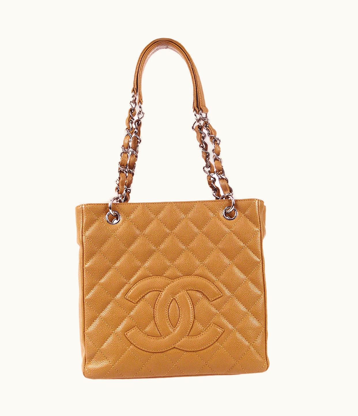 Chanel Chanel Petite Shopping Tote Pst Chain Tote Handbag Beige Caviar 78715