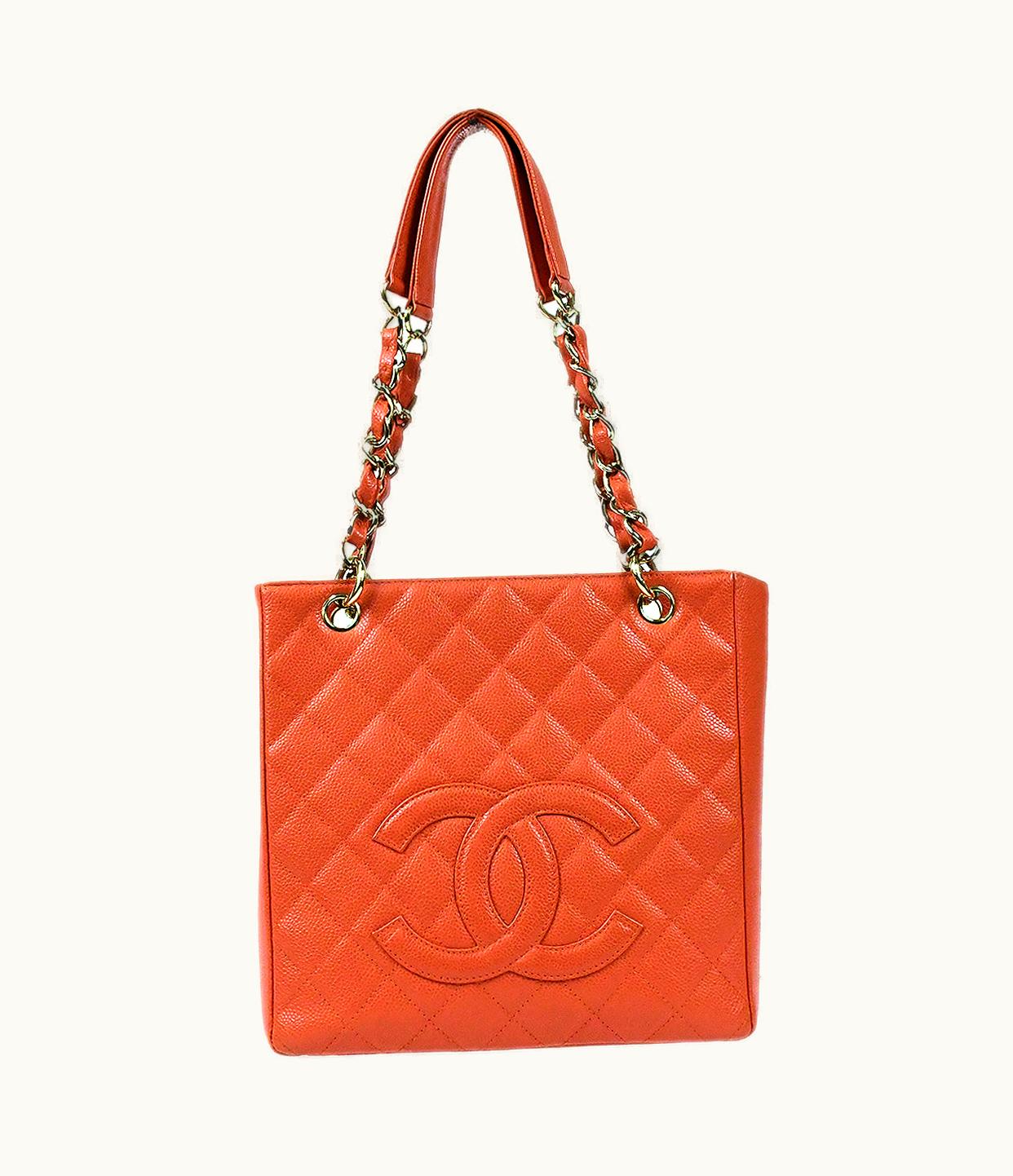 Chanel Chanel 2003-2004 Petite Shopping Tote Pst Peach Orange Caviar 97427