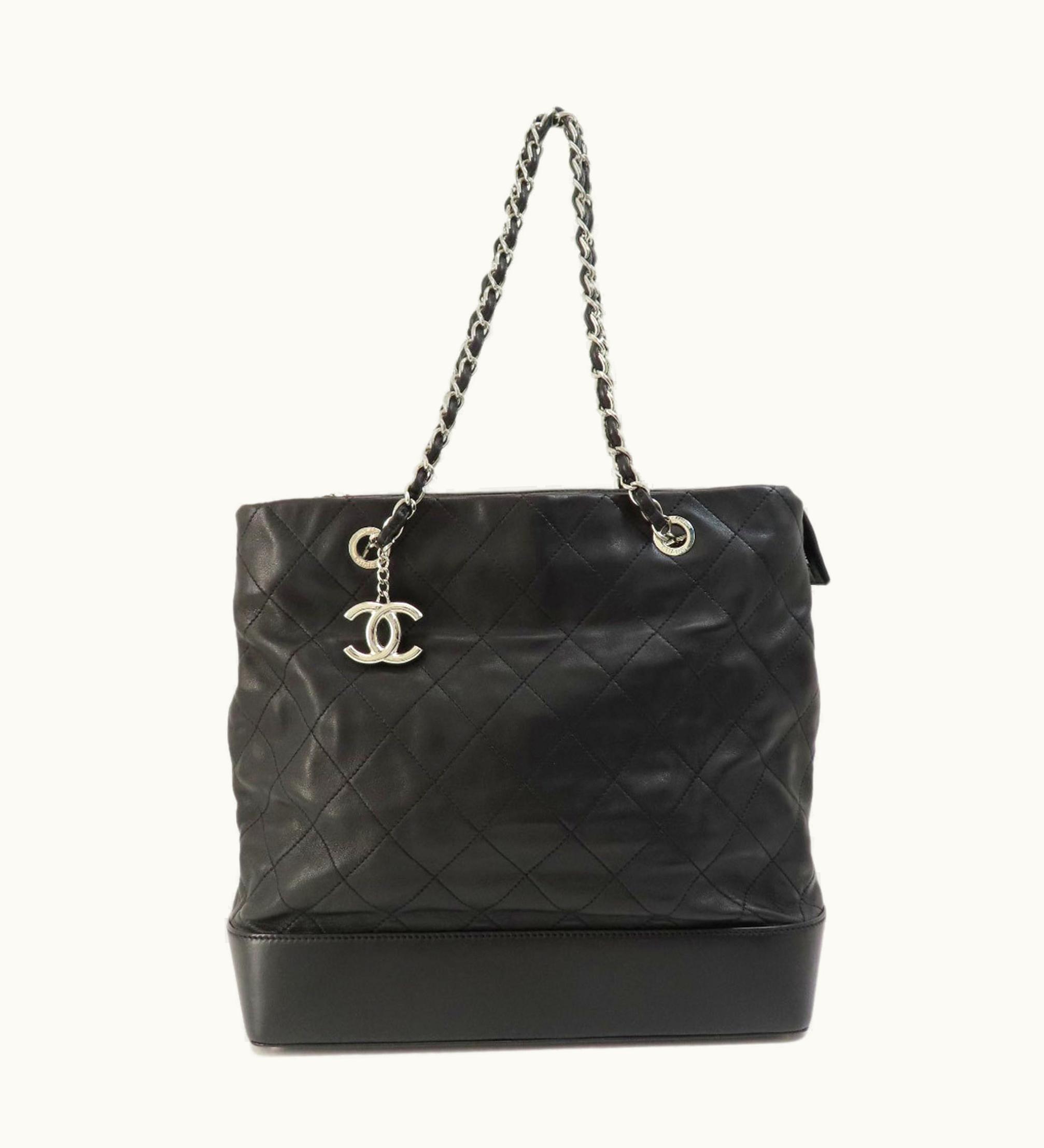 Chanel Chanel Matelasse Coco Mark Tote Chain Bag Lambskin Black