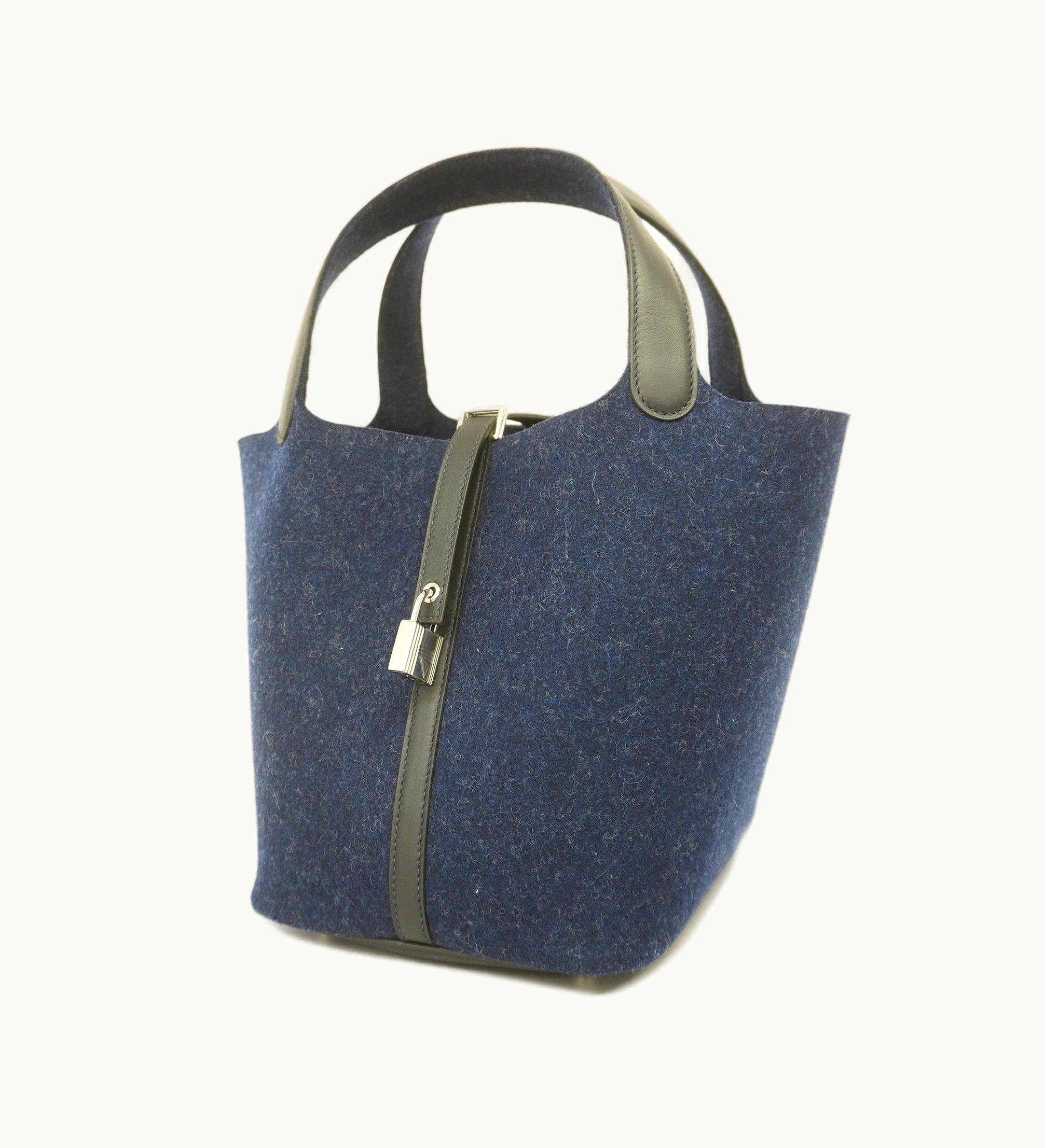 Hermès Hermès   Picotin Picotin Lock mm U Stamp Swift Leather, Felt Black, Blue Nuit