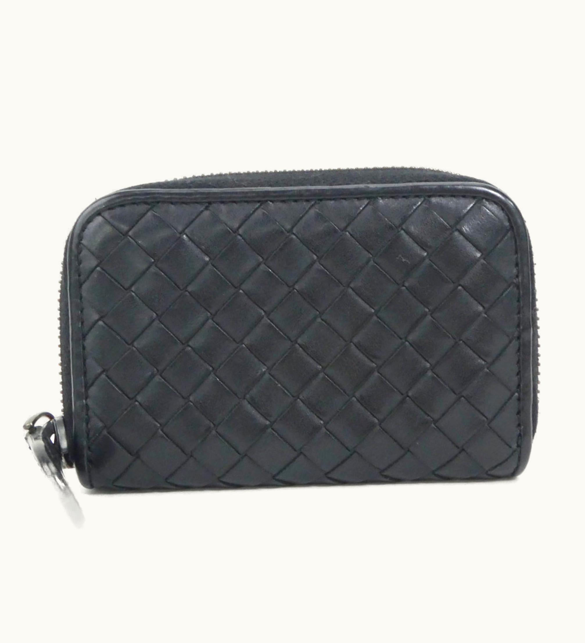 Bottega Veneta Bottega Veneta Coin Case Wallet Card Intrecciato Leather Black Unisex
