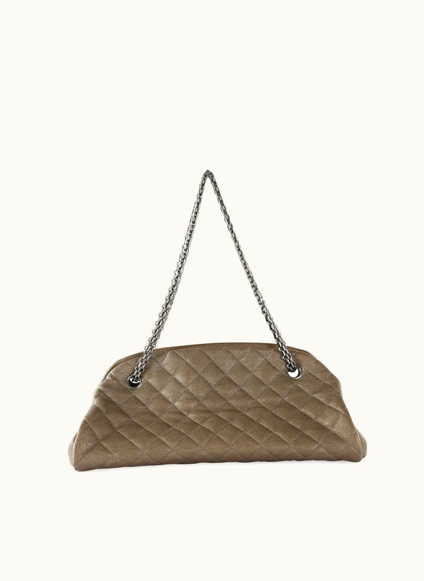 Chanel Chanel Metallic Taupe Caviar Quilted Leather Medium Just Mademoiselle Shoulder Bag