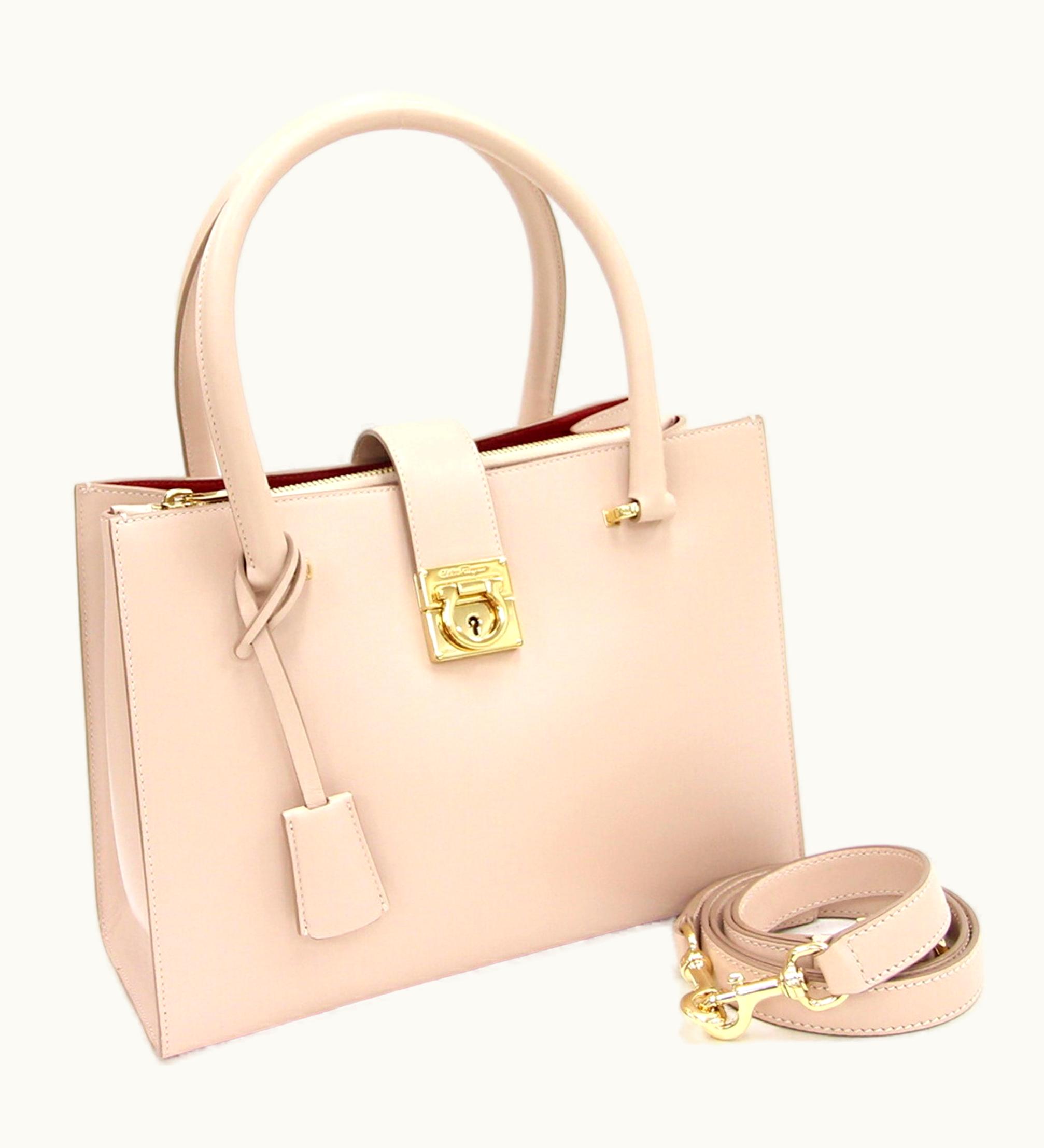 Salvatore Ferragamo Salvatore Ferragamo Ferragamo Handbag Gancini 21D658 Light Pink Beige Leather Women's Salvatore