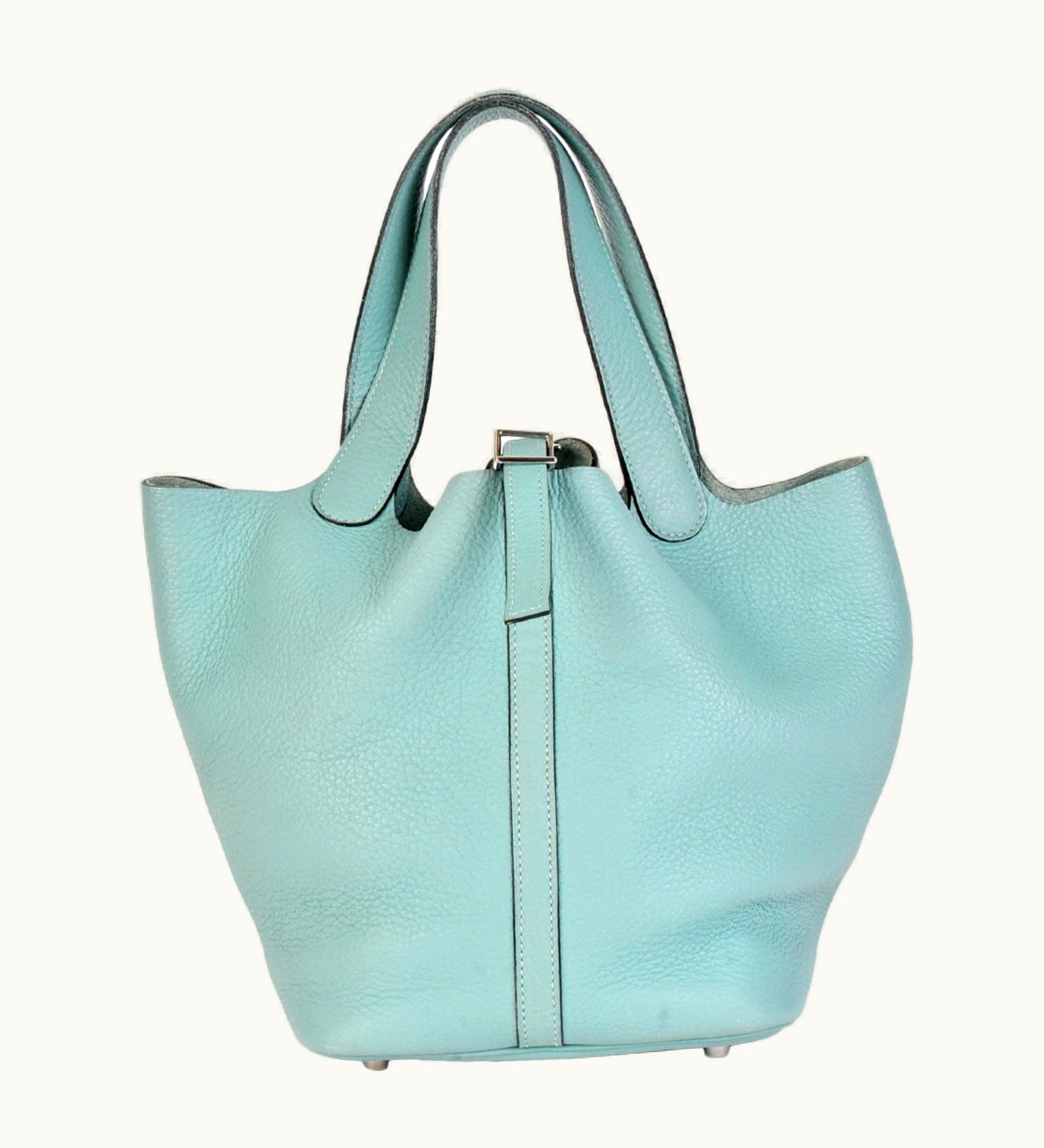 Hermès Hermès Picotin MM Blue Ciel Taurillon Clemence P Engraved [2012]