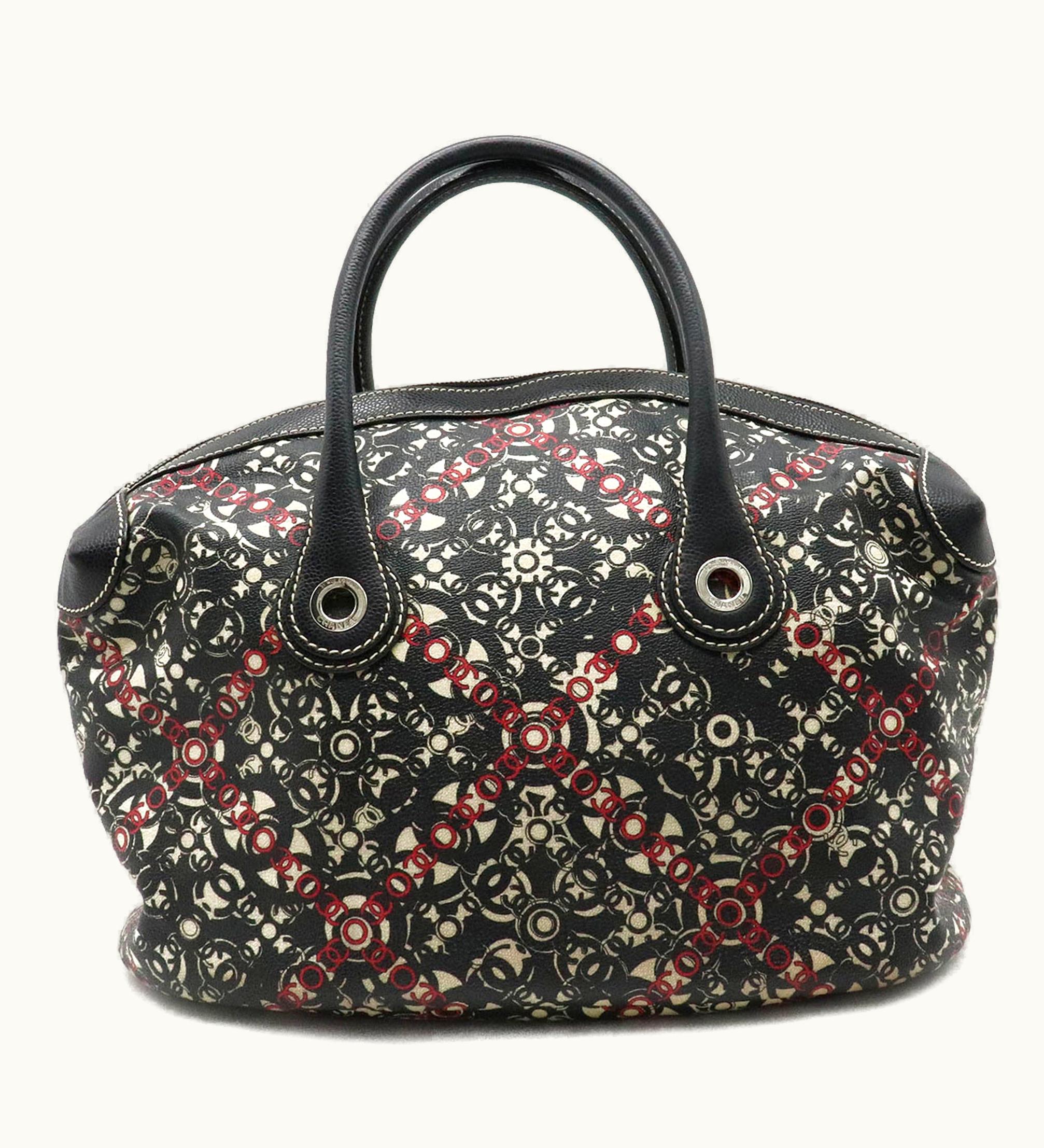 Chanel Chanel Coco Handbag Boston Bag Pvc Leather Black Beige Red