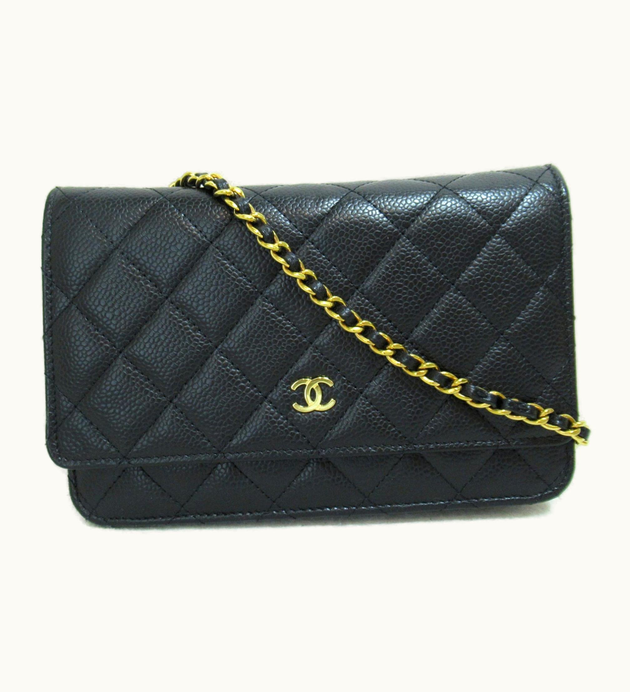 Chanel Chanel Chain Wallet Shoulder Bag Black Caviar Skin [Grained Calf] Luxury Edition